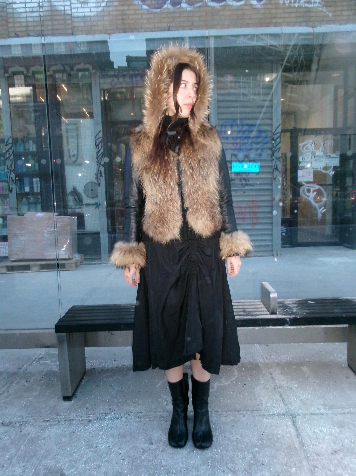Raccoon Fur Leather Jacket