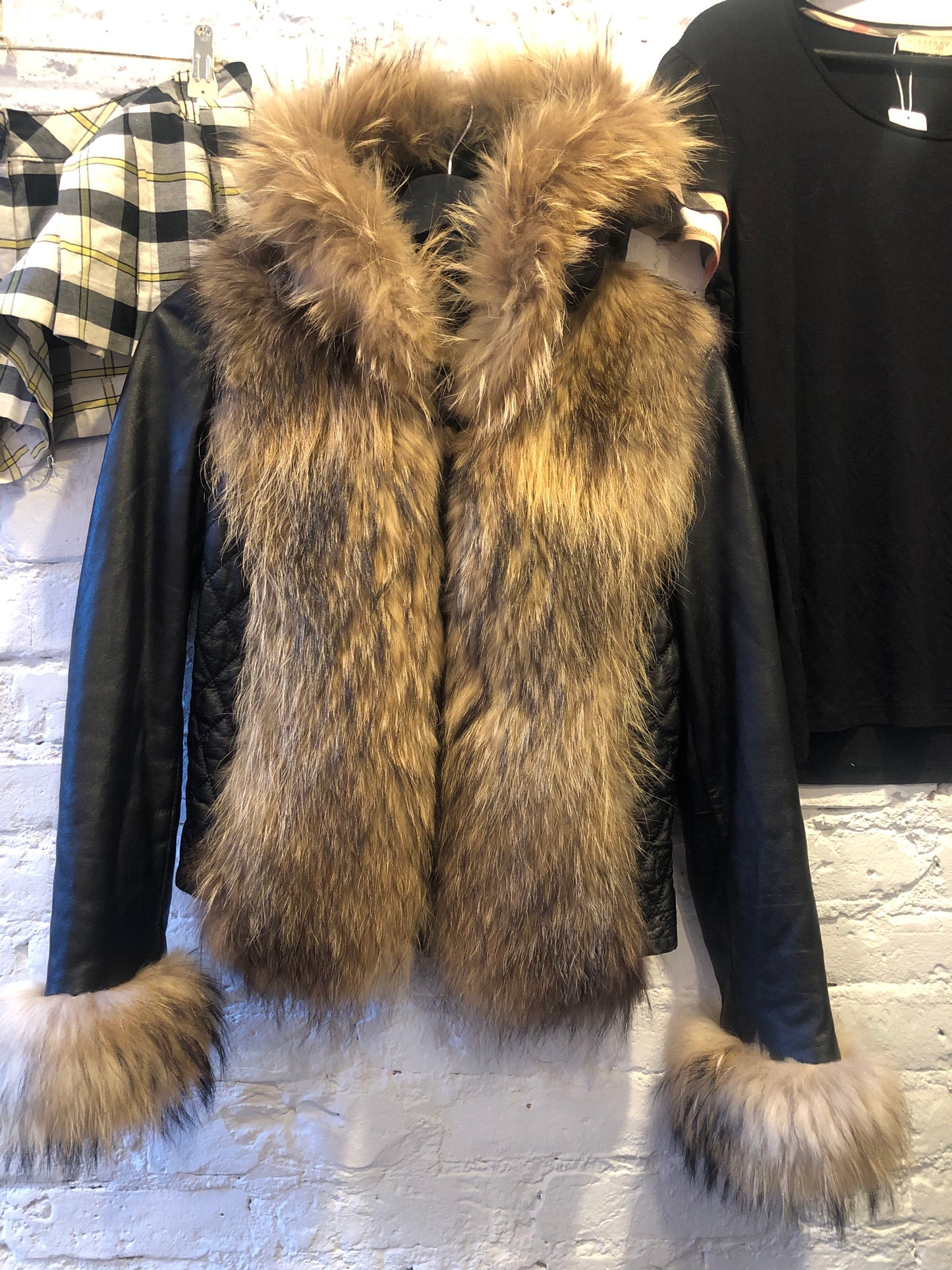 Raccoon Fur Leather Jacket