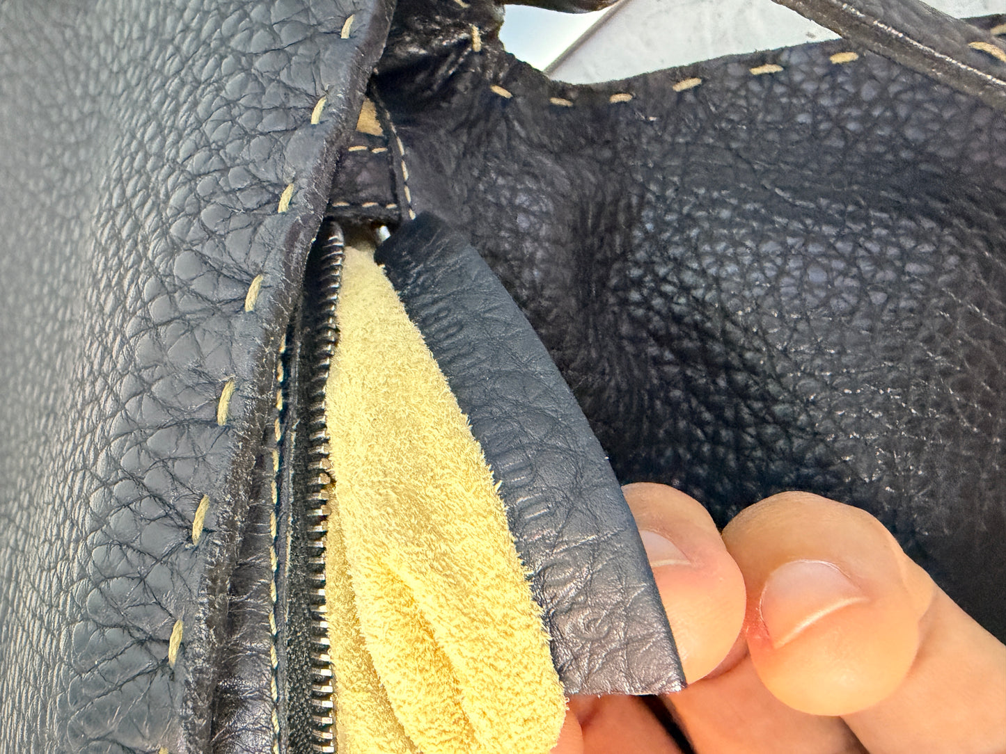 Fendi Selleria Mini Mamma Baguette in Black Pebbled Leather