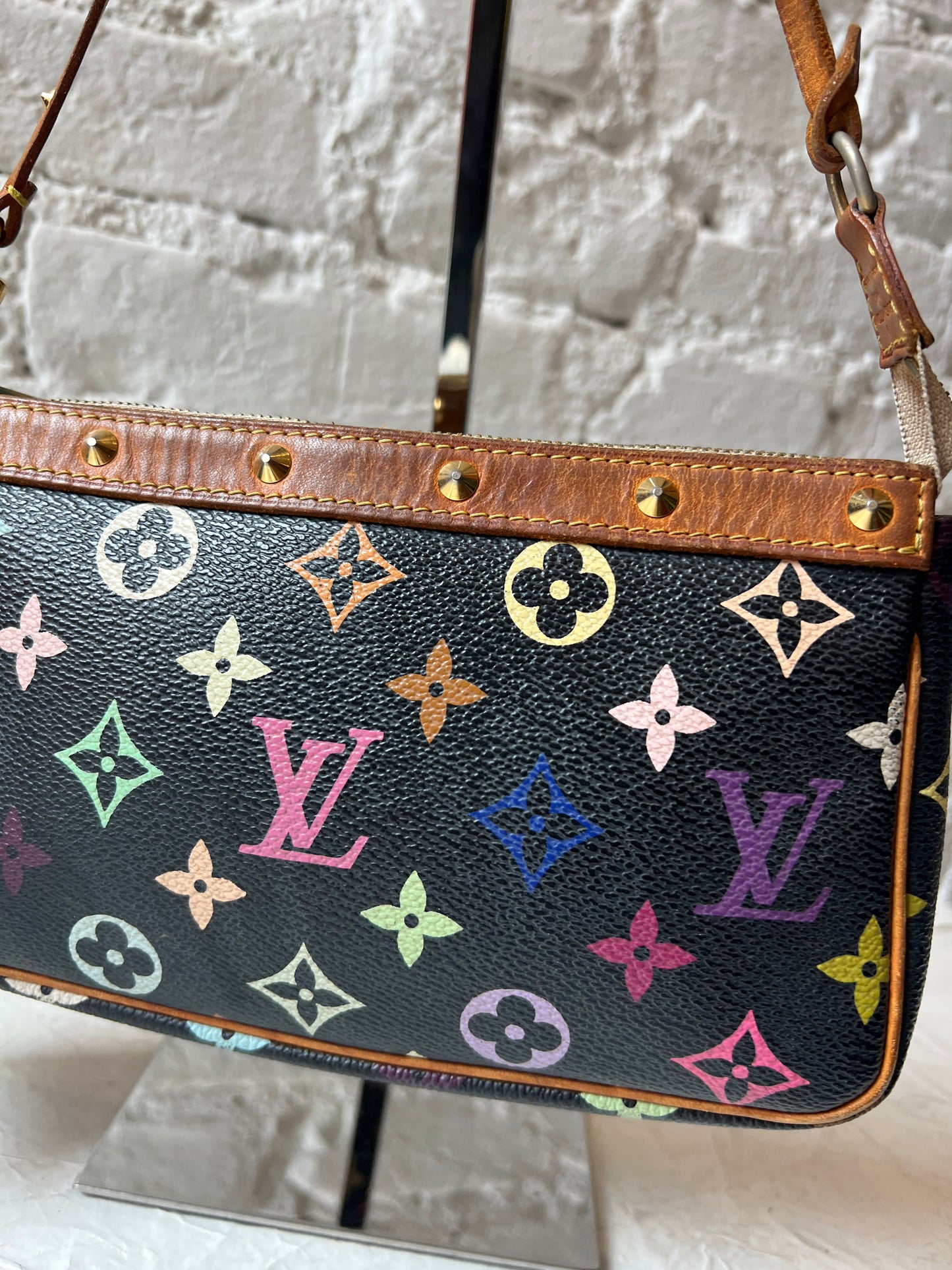Vintage Louis Vuitton Murakami Pochette in Black