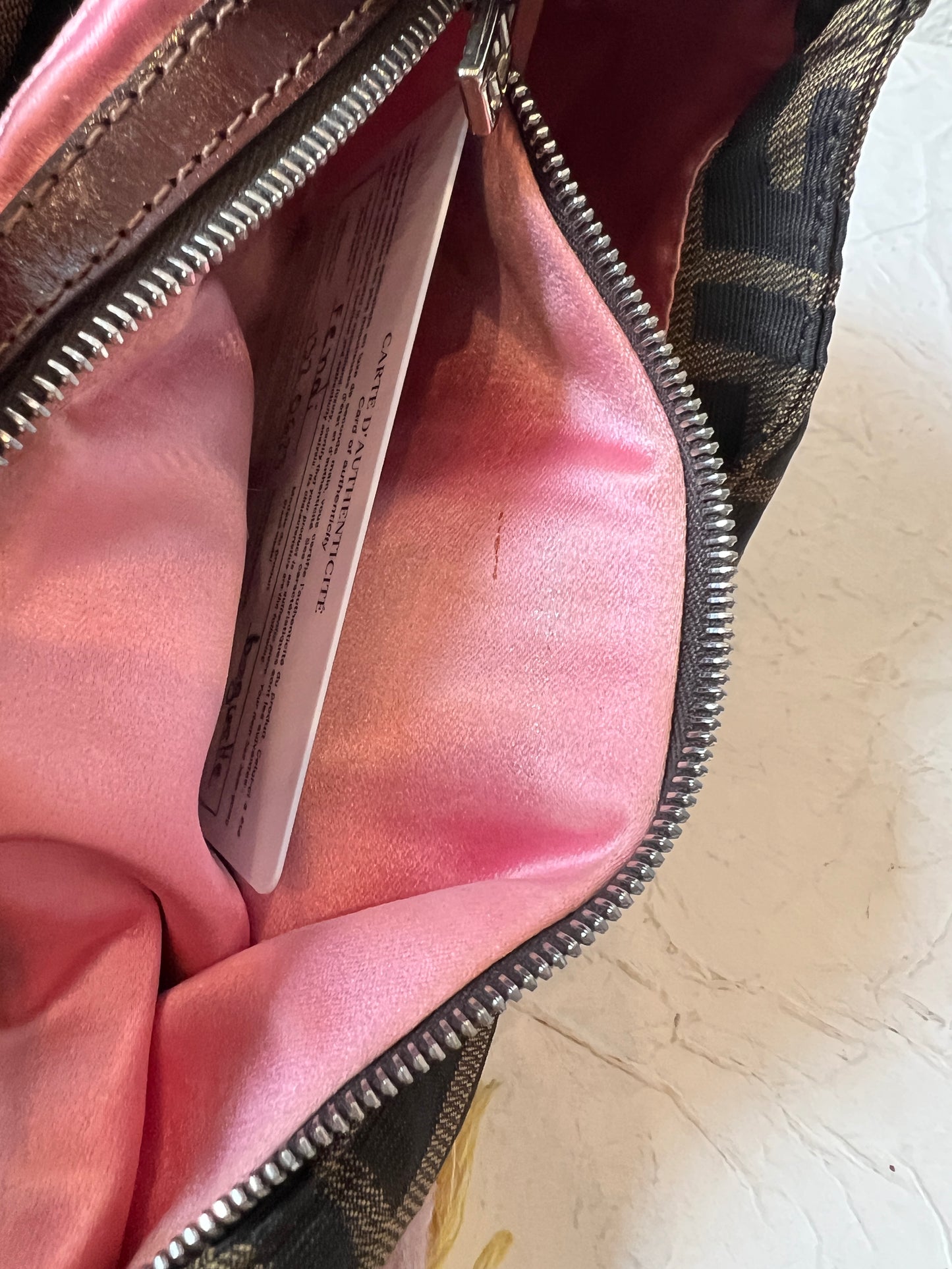 Fendi Baguette Zucca w/ Pink/Yellow Embroidery