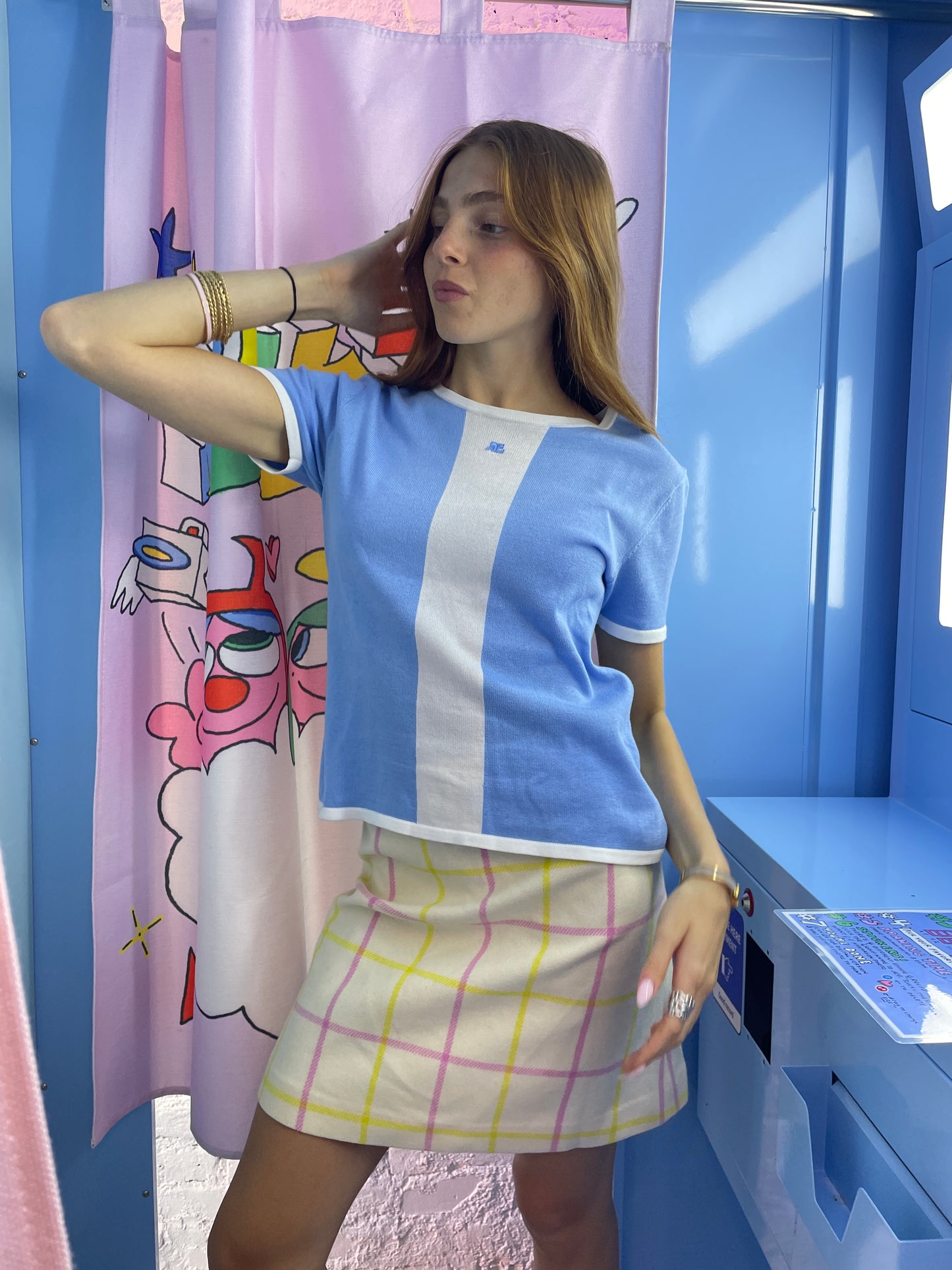 Courrèges Vintage Light Knit Top in Blue