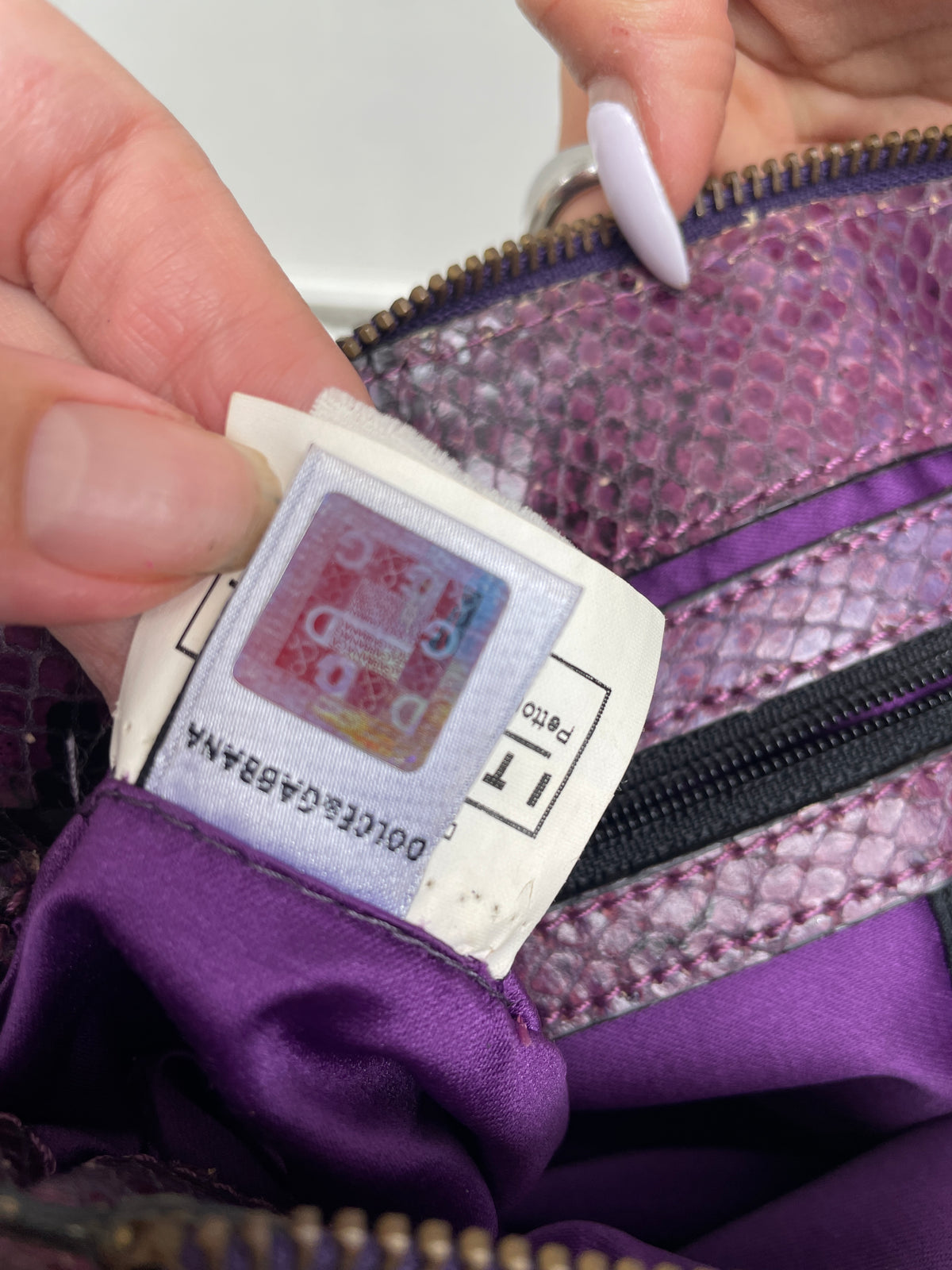D&G Y2K Purple Shearling Gold Logo Shoulder Bag
