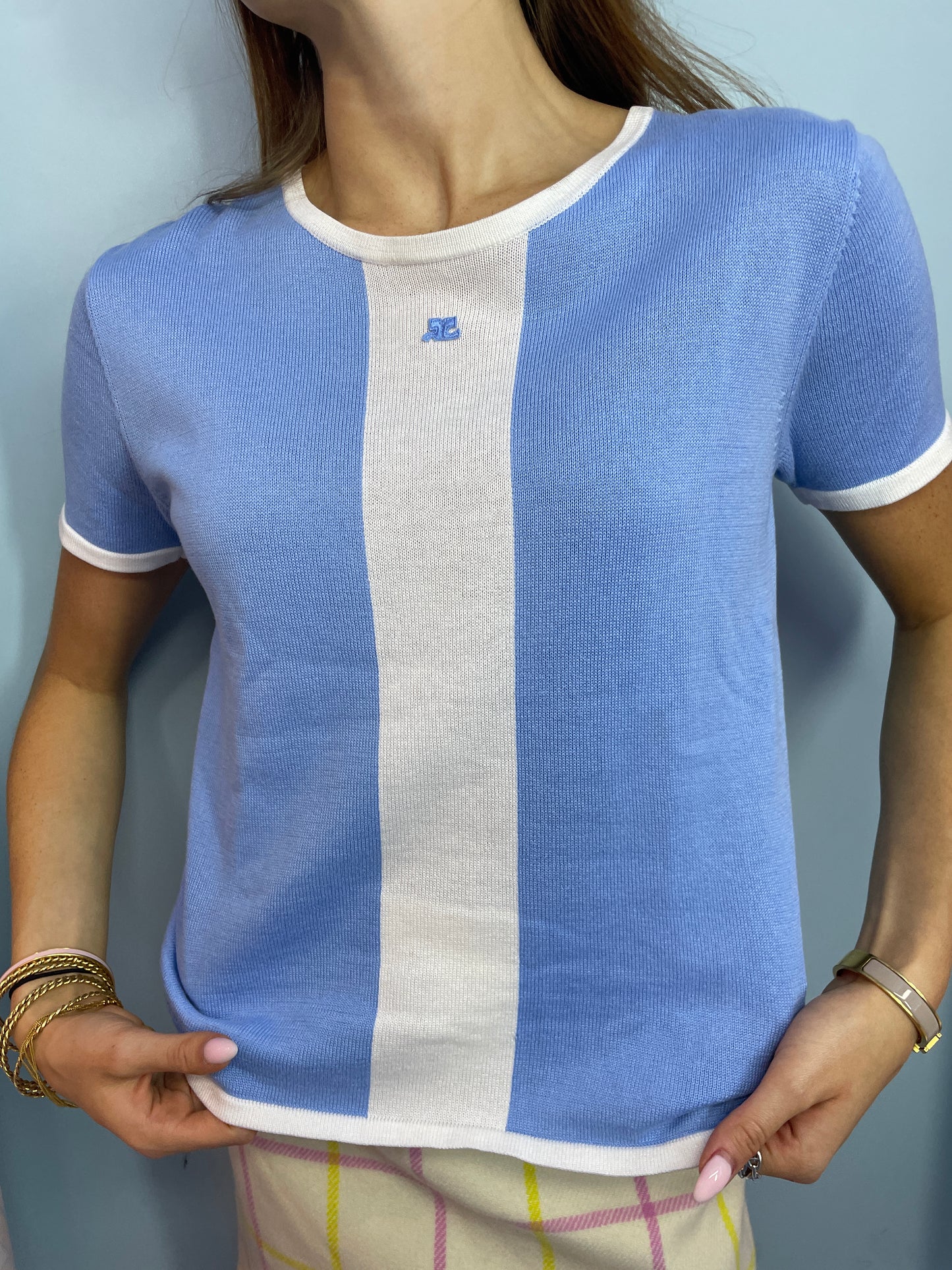 Courrèges Vintage Light Knit Top in Blue