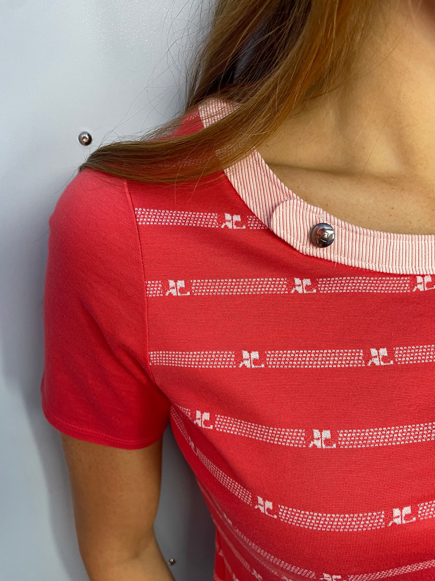 Courrèges Vintage Red Logo-Print Top