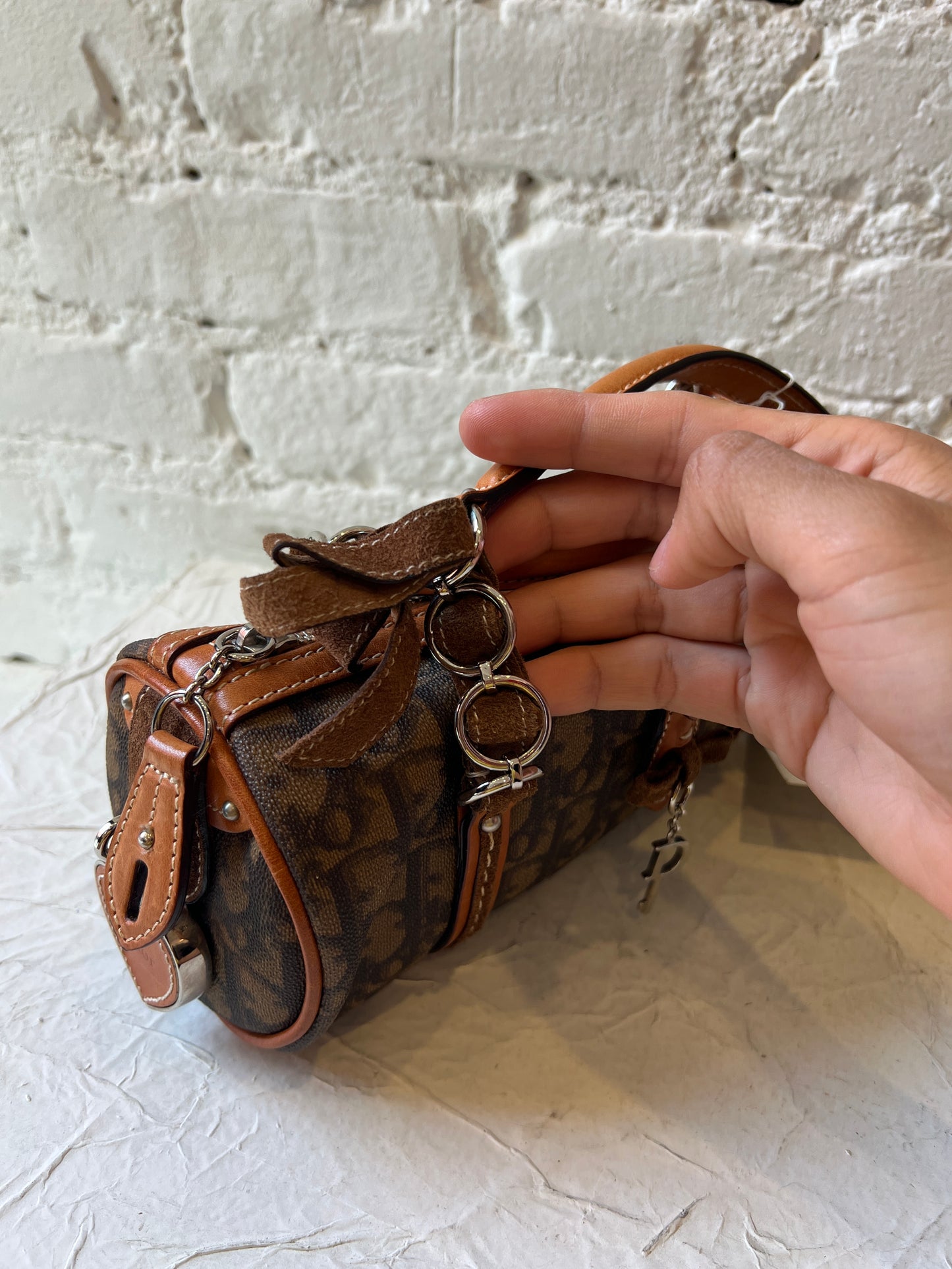 Christian Dior Trotter Romantique Round Bag in Brown