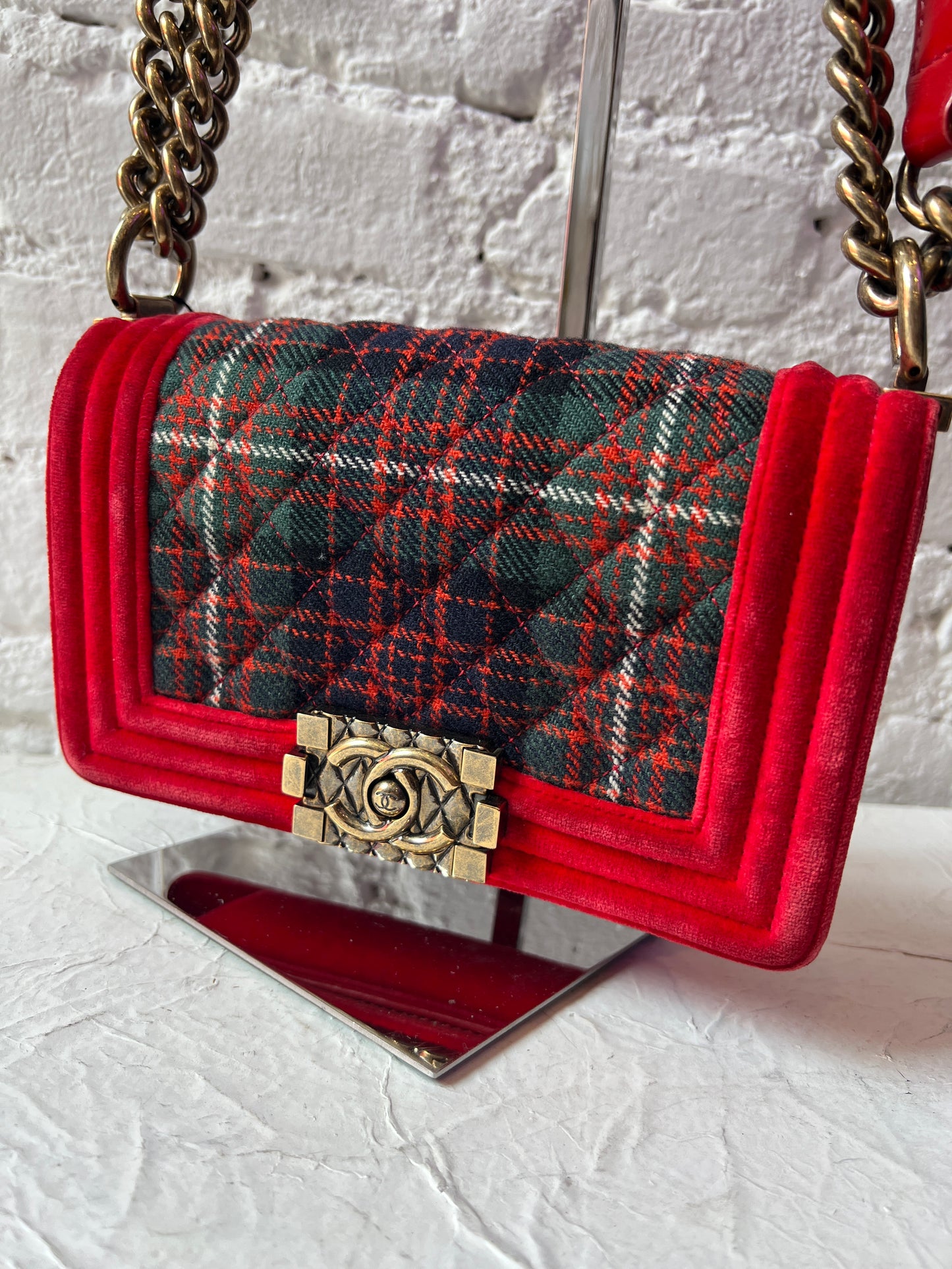 Chanel Boy Bag Paris-Edinburgh – Small Red Tartan Velvet