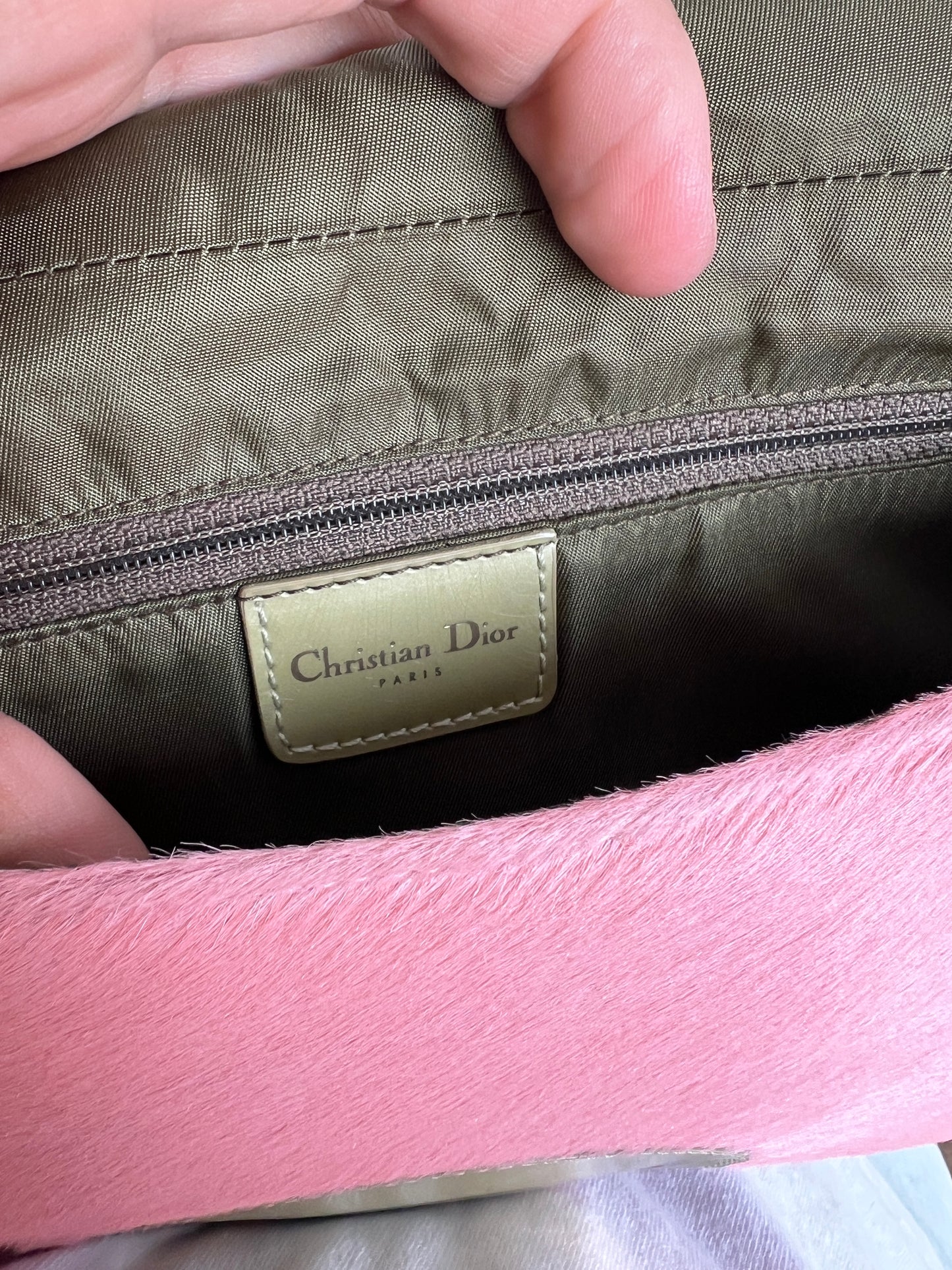 Christian Dior Malice Handbag in Pink Python & Pony Hair
