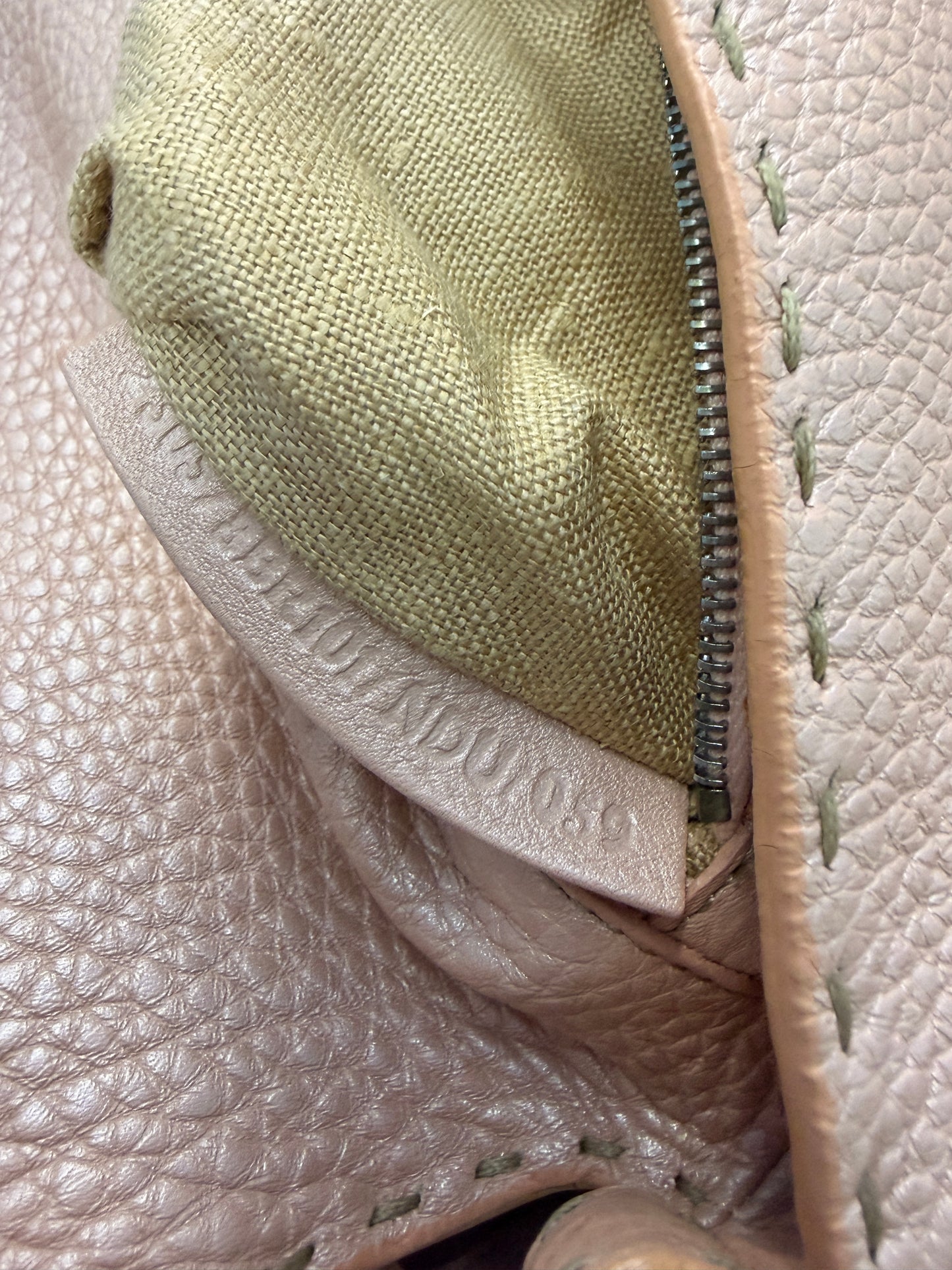 Fendi Selleria Baguette in Metallic Rose Pink