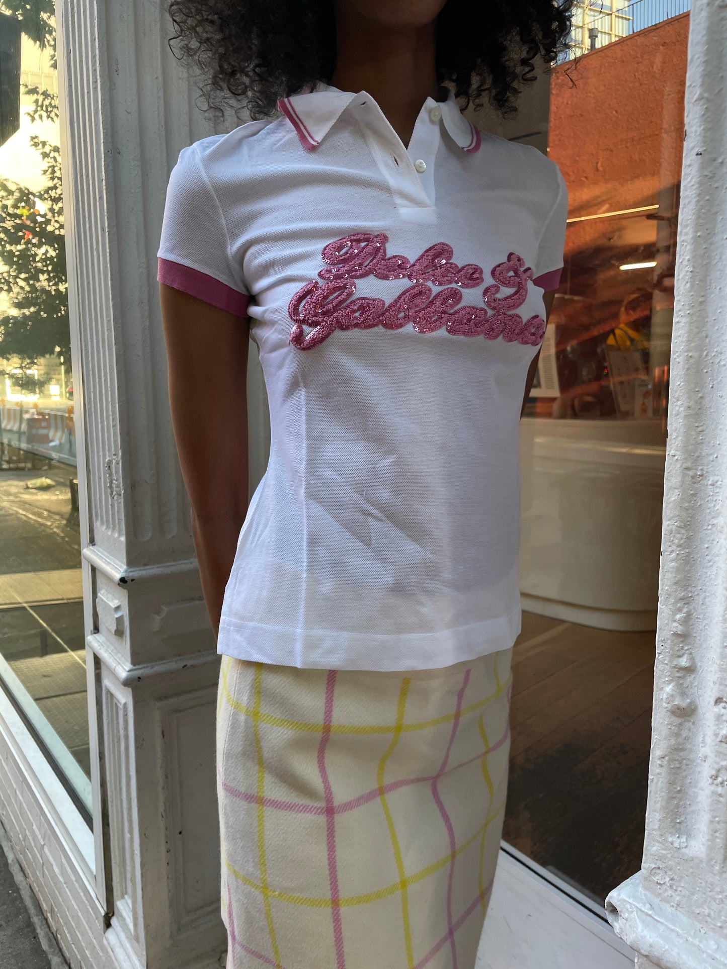 Dolce & Gabbana Sport Polo in White with Pink Accents