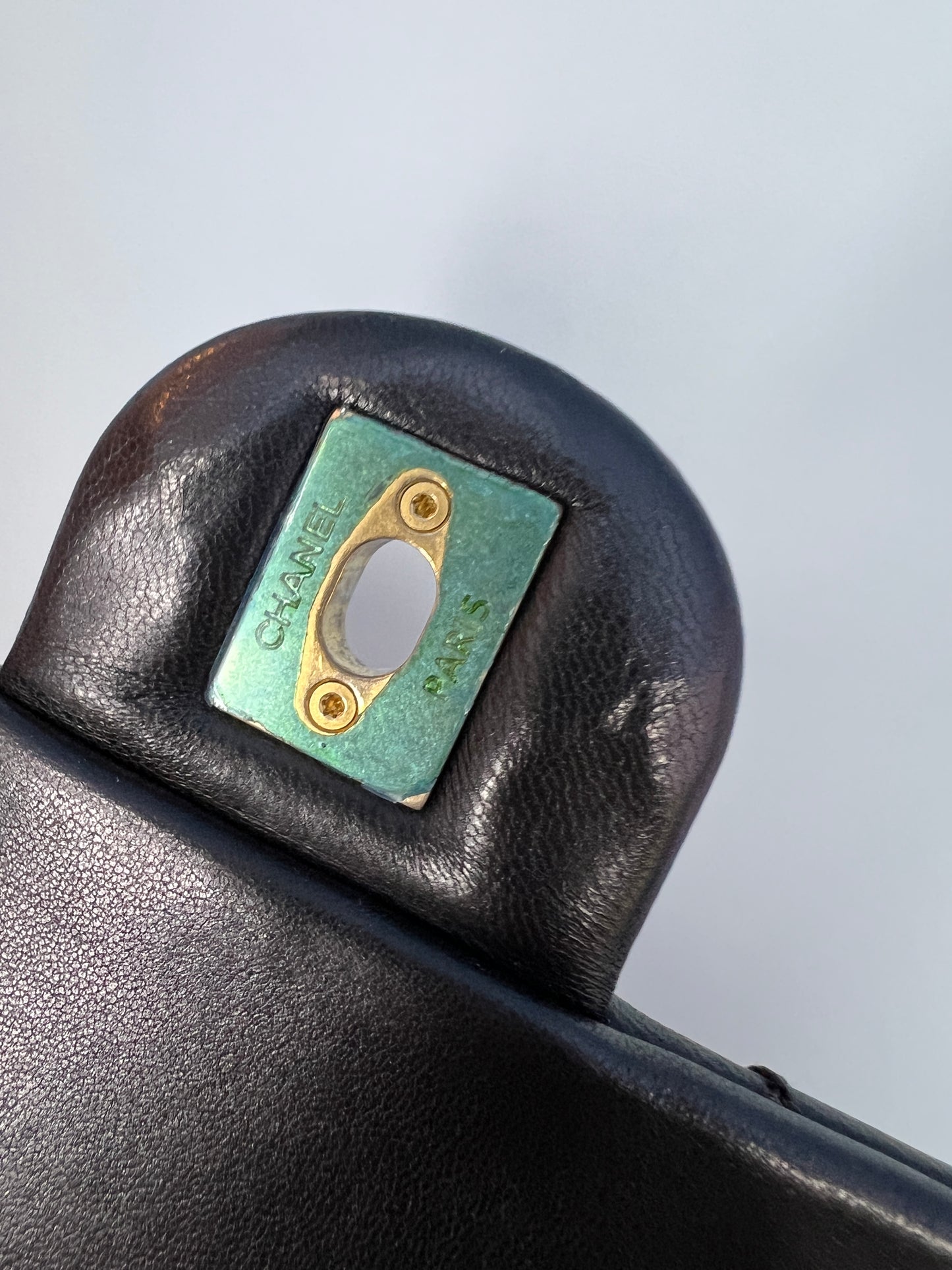 Chanel Black Lambskin Red Stitching Single Flap Double Chain Bag (2017)