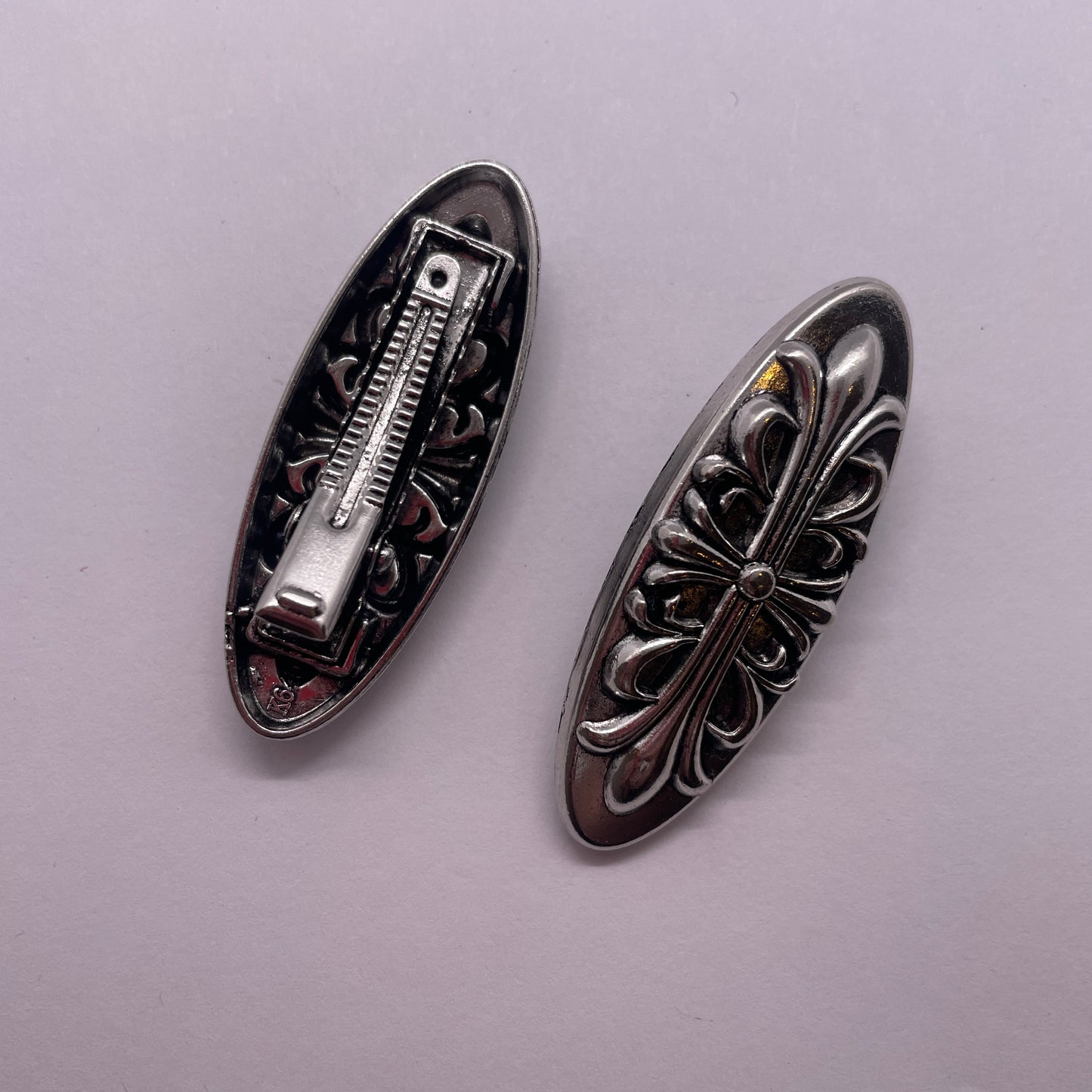 Chrome hearts inspired dupe hair clip cross silver