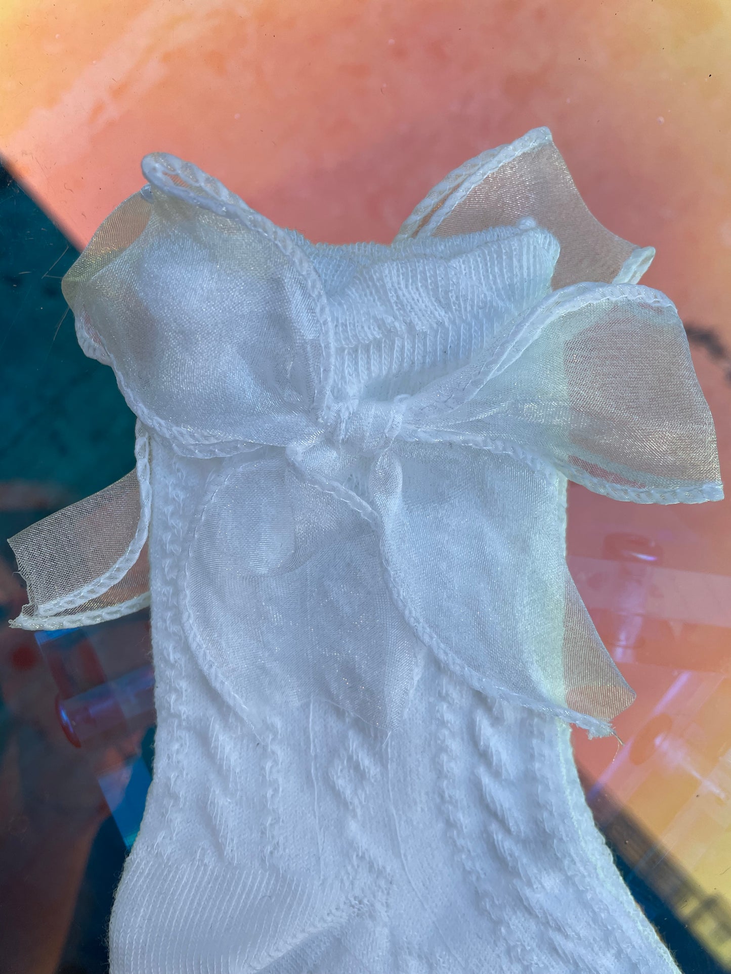 White Sheer Bow Socks