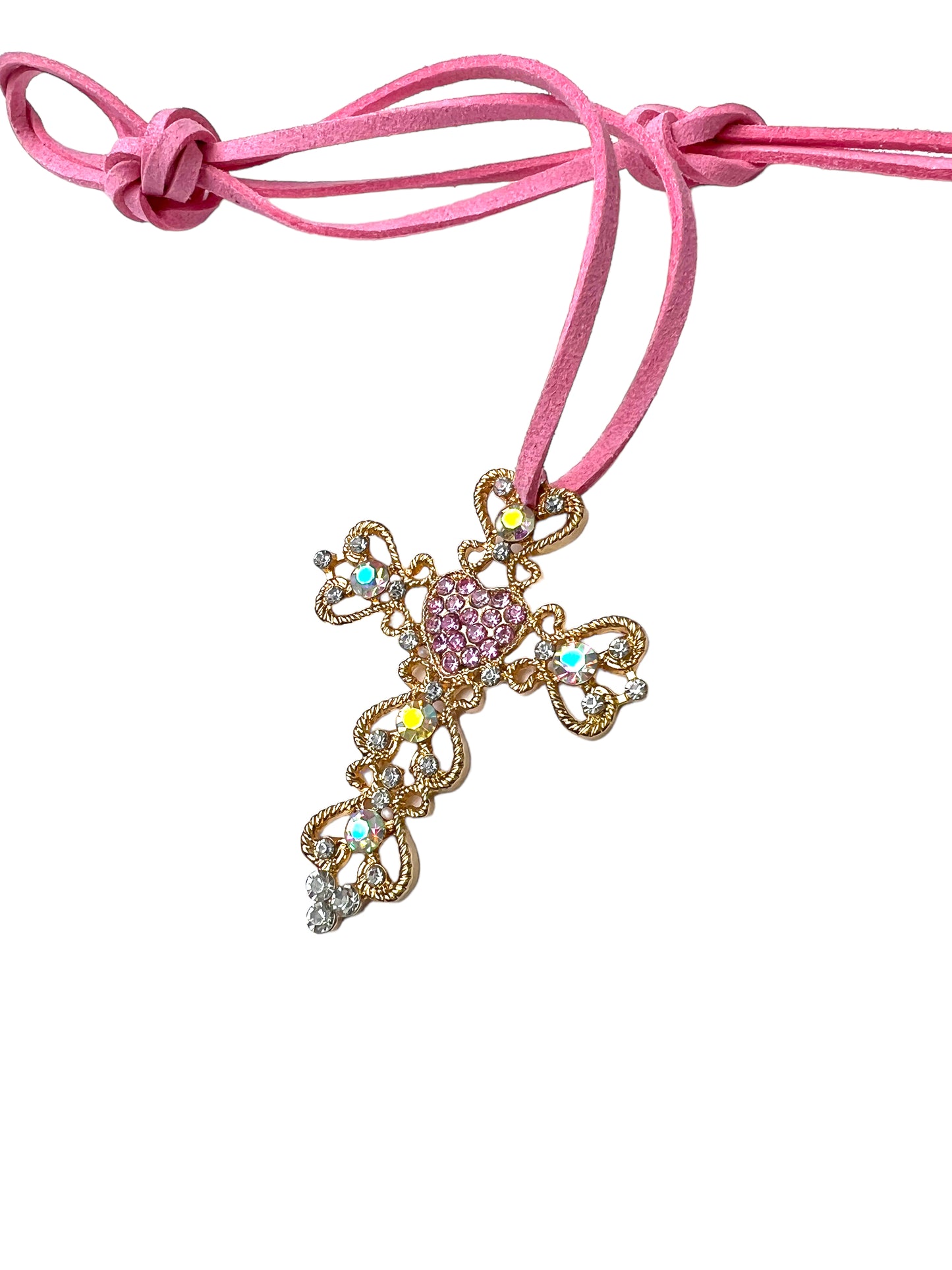 Pink Gothic Cross Choker