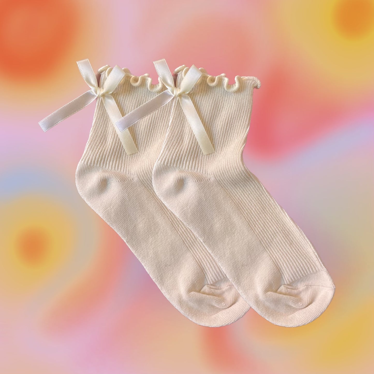 Coquette Socks with Ribbon (Cream)