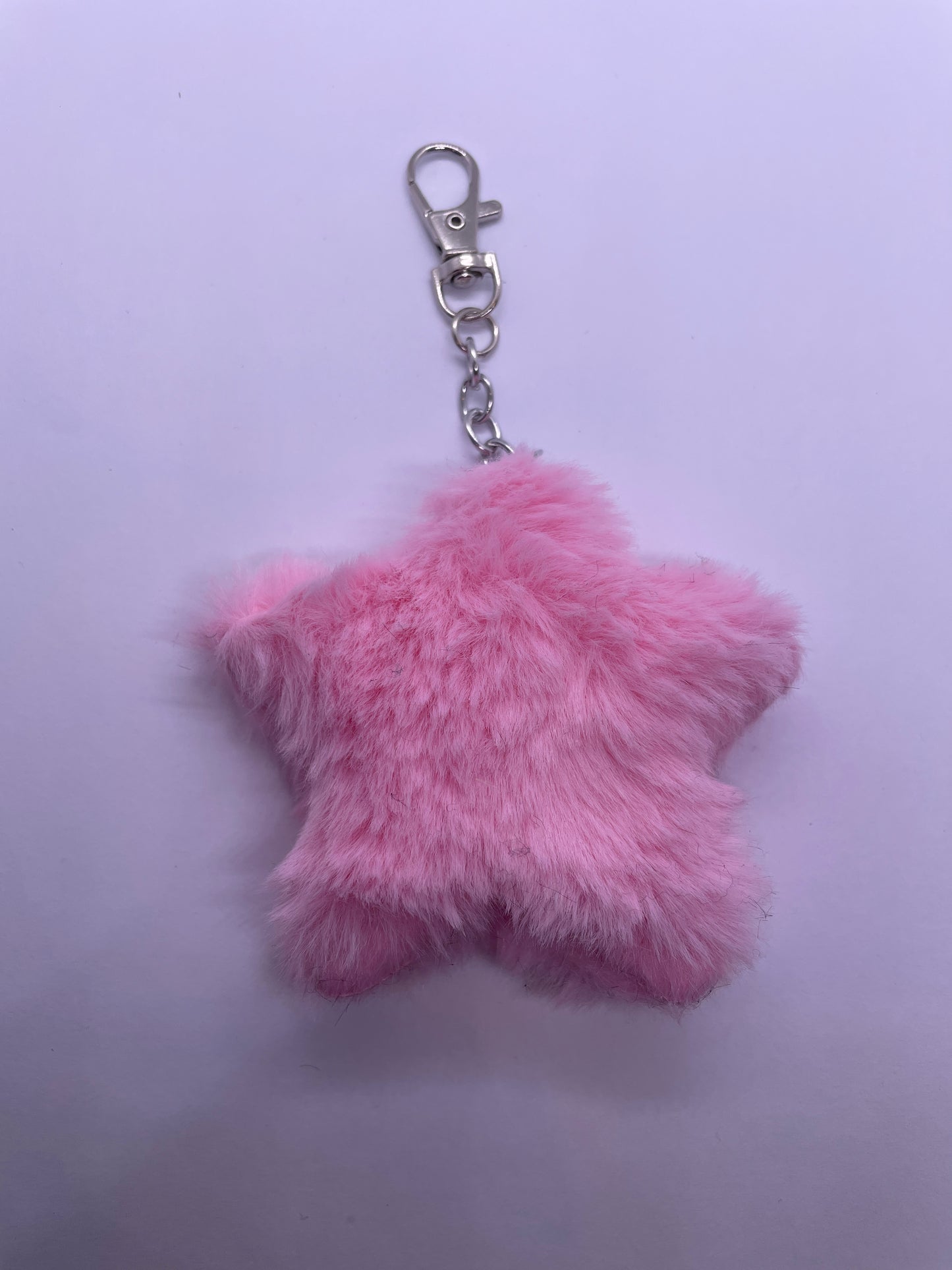 Pink Fuzzy Star Bag Charm / Keychain