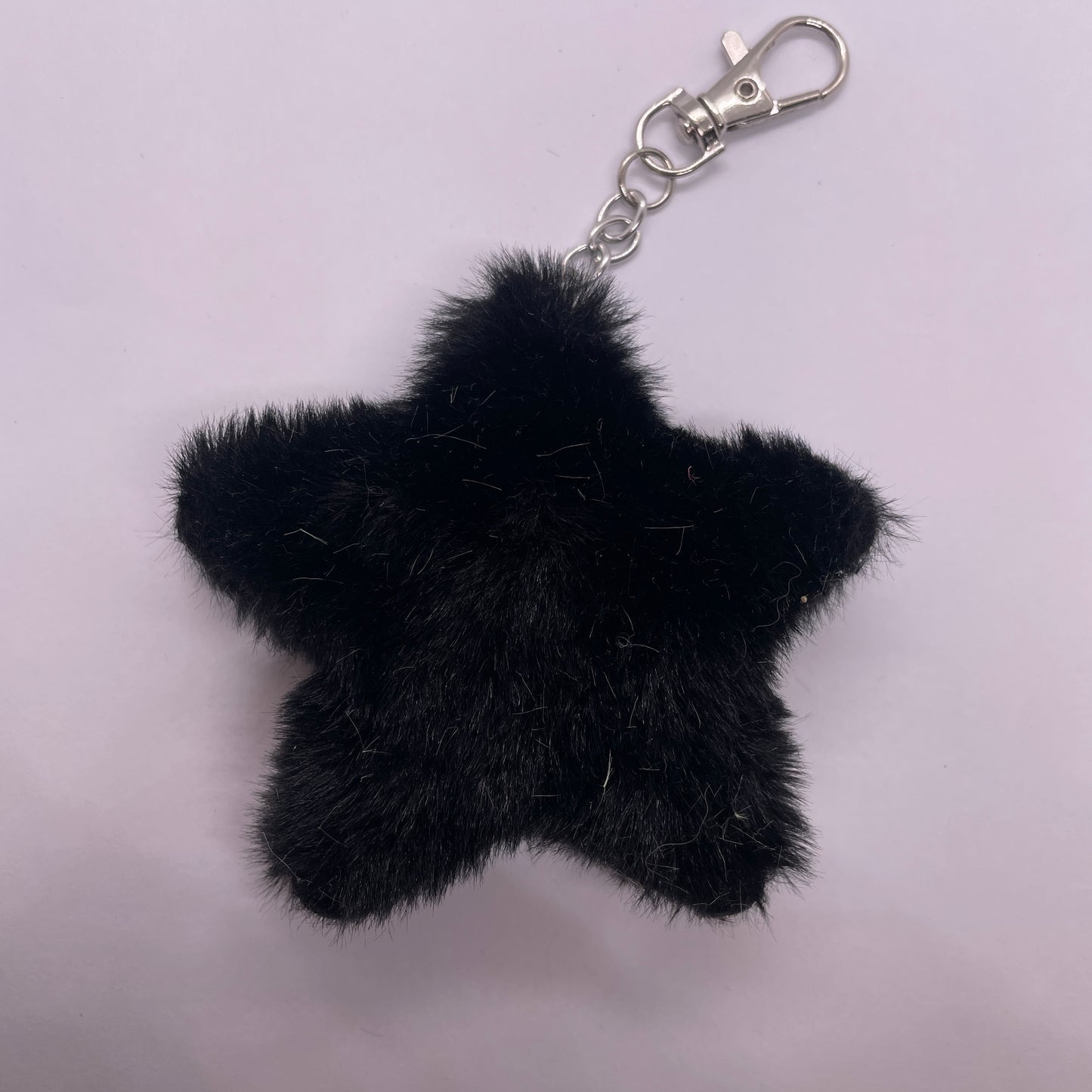 Black Fuzzy Star Bag Charm / Keychain