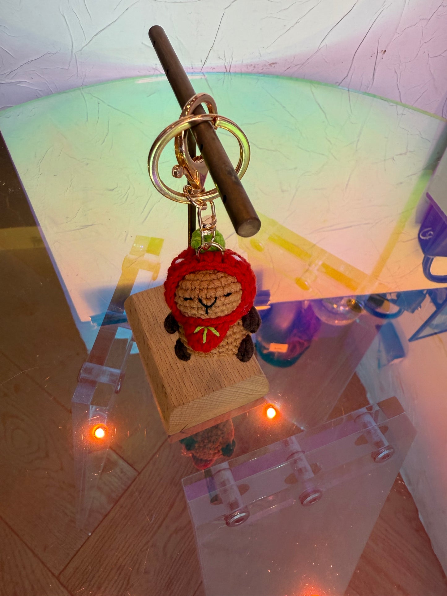 Crochet Capybara with Tomato Hat Bag Charm / Keychain