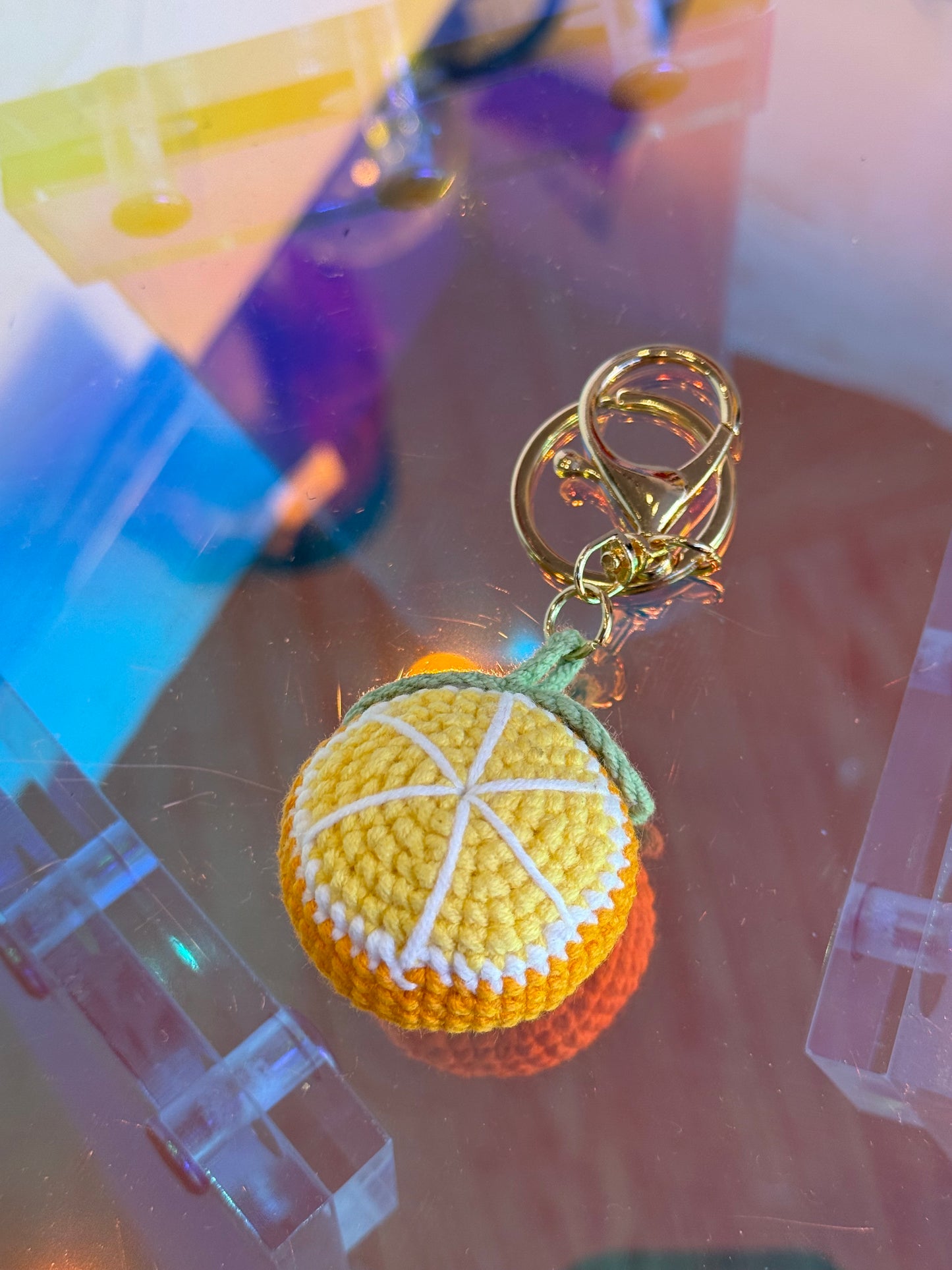 Crochet Orange Slice Bag Charm / Keychain