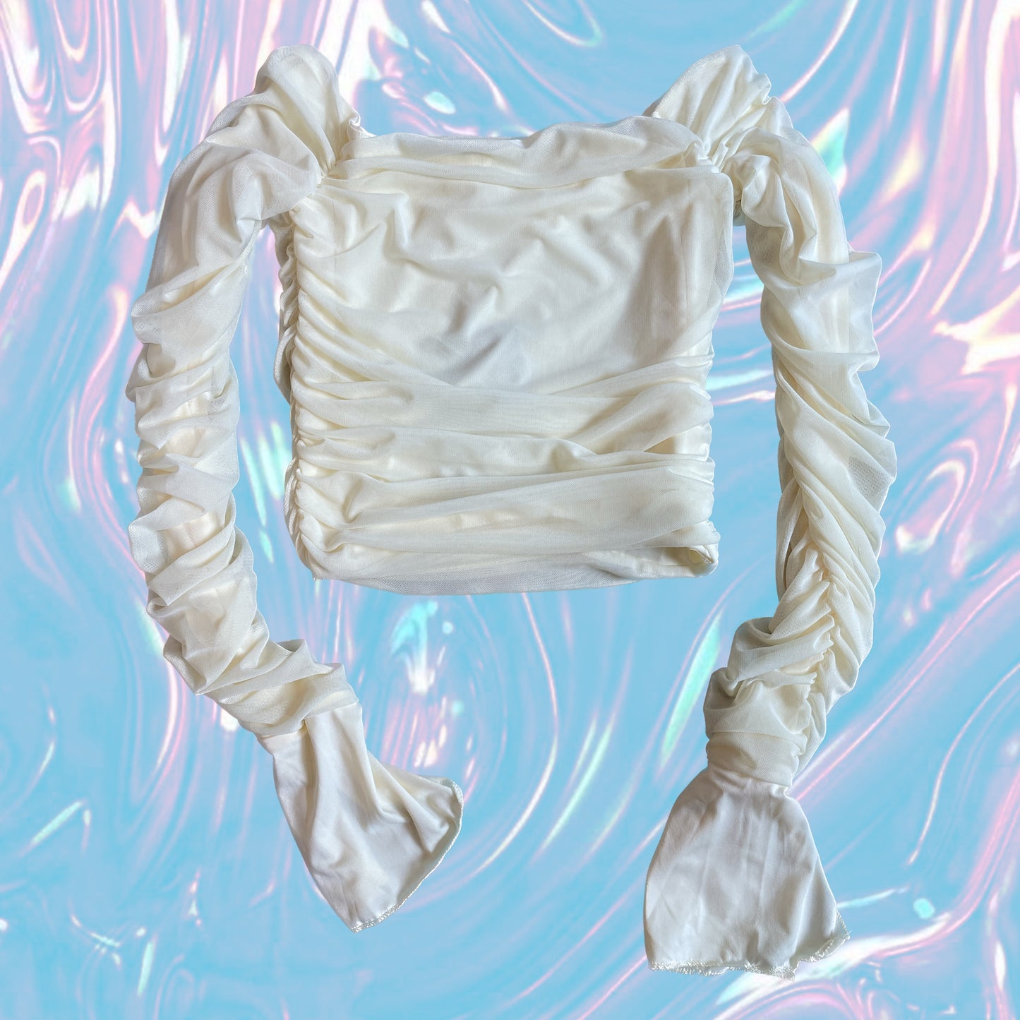 Mesh Off The Shoulder Top (Cream)