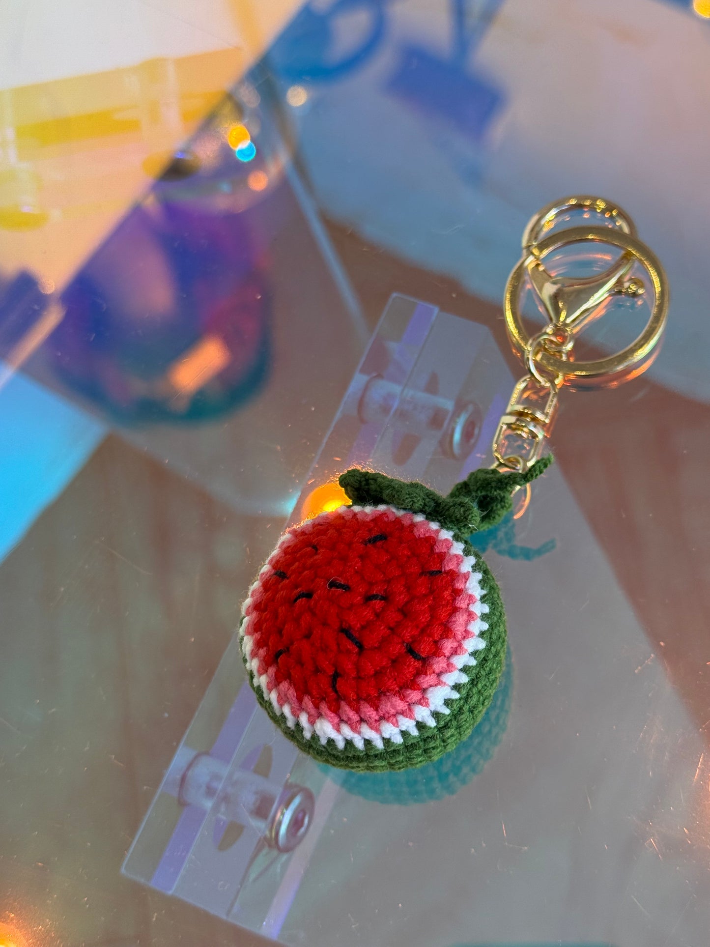 Watermelon Keychain Knit Crochet Kawaii