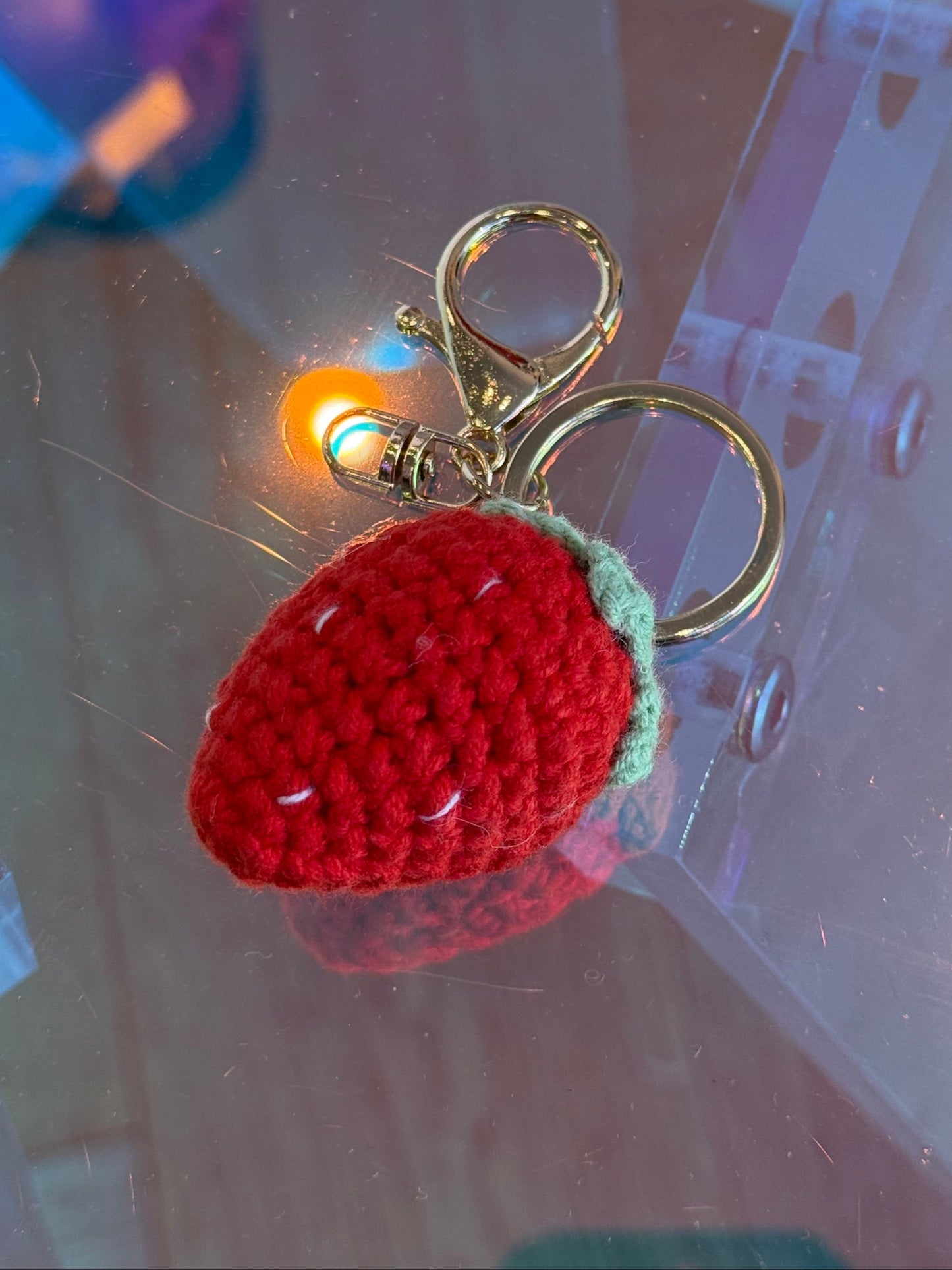Crochet Strawberry Bag Charm / Keychain