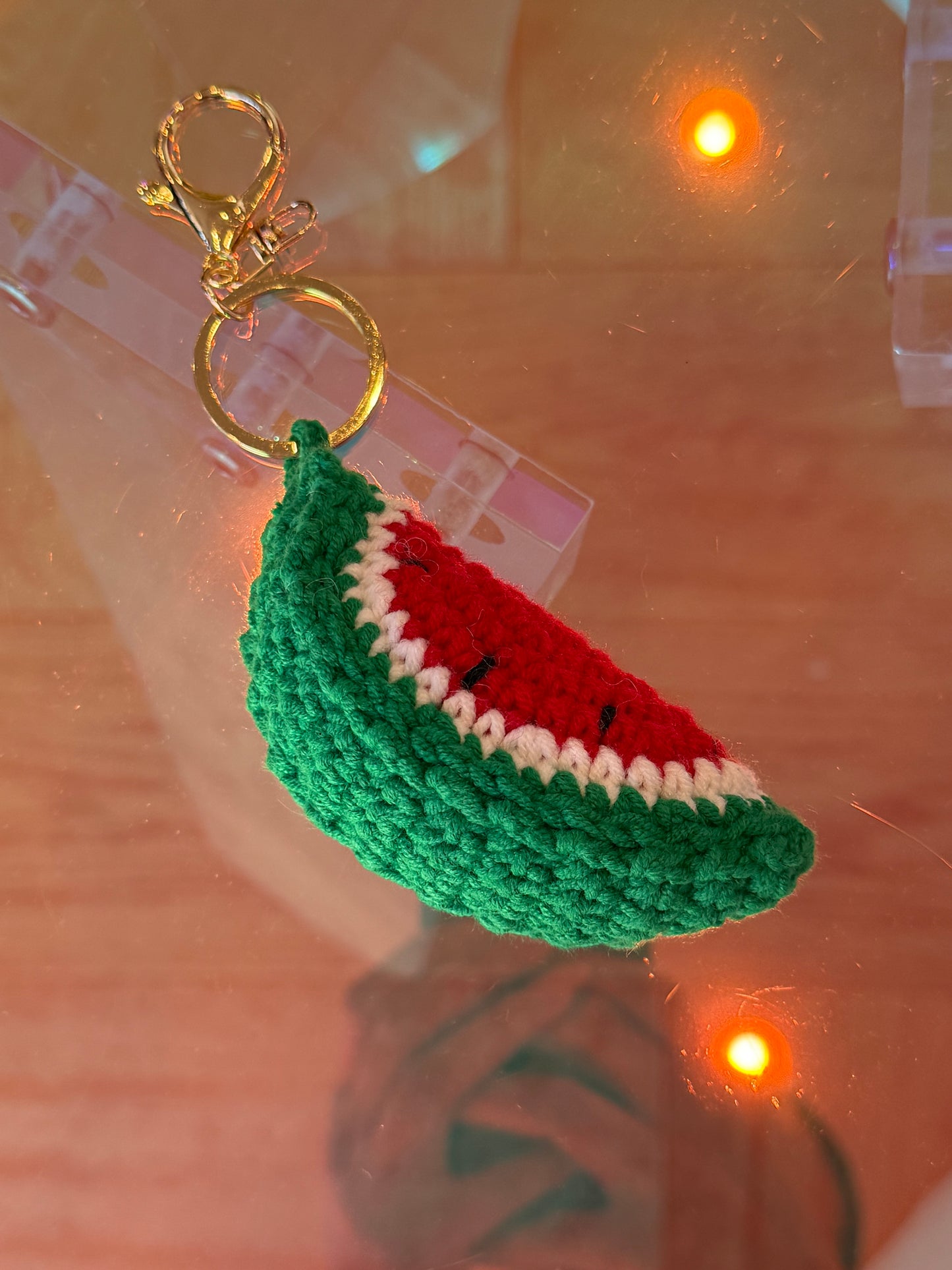 Crochet Watermelon Slice Bag Charm / Keychain
