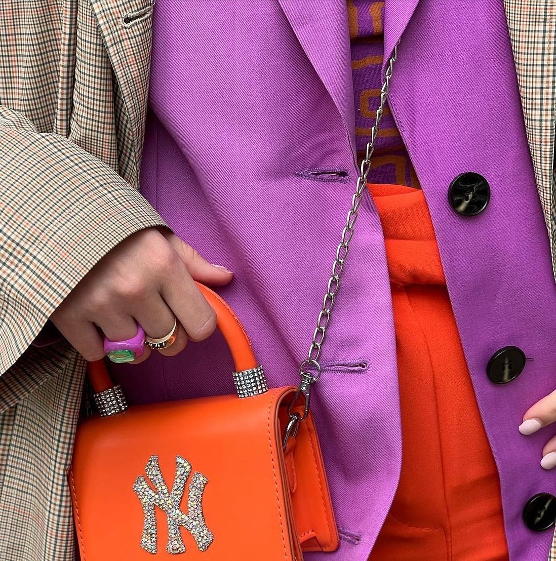 Orange NY Rhinestone Mini Handbag