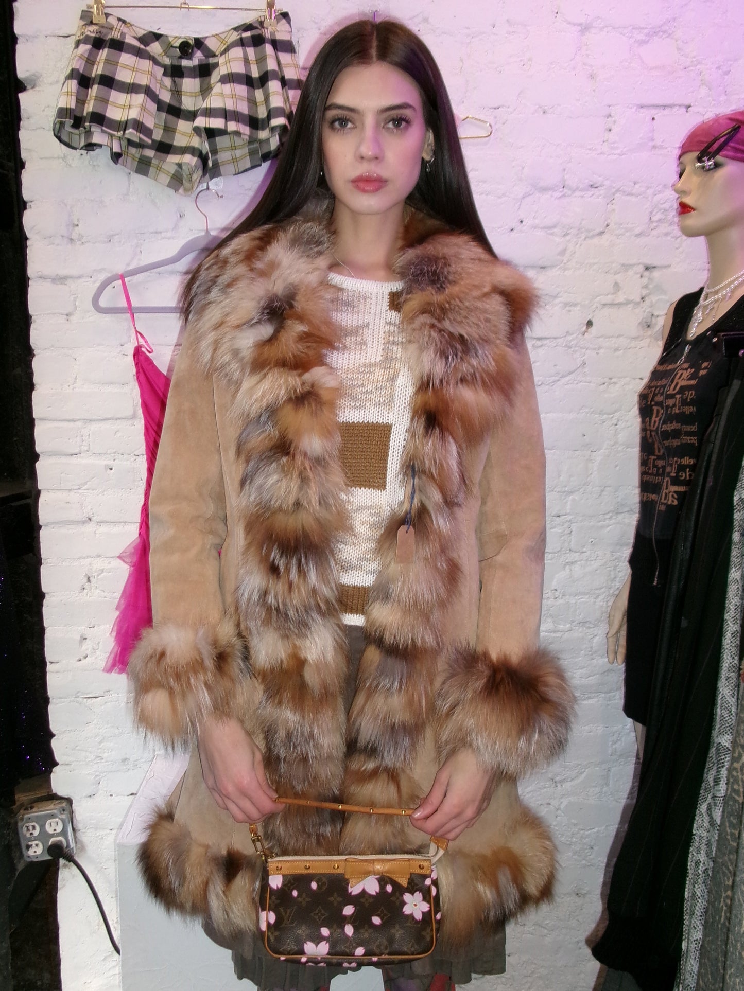 Penny Lane Suede & Fox Fur Coat