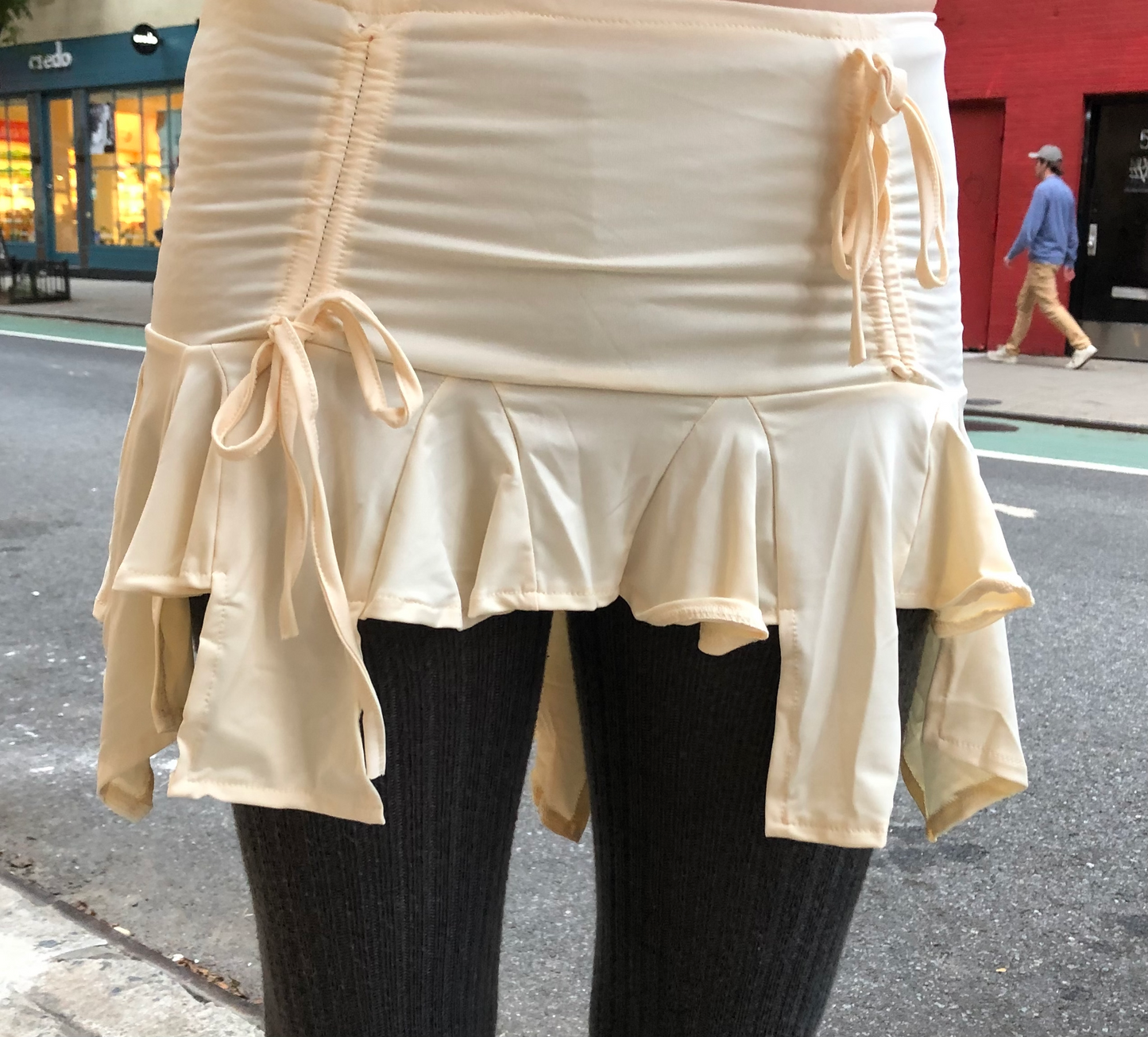 Y2K Style Ruffle Skirt in Cream