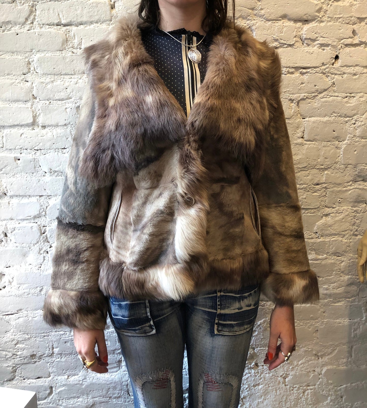 Vintage Lamb leather Fur Coat