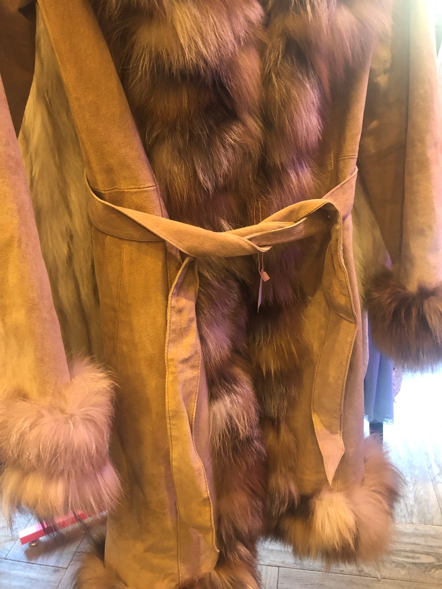 Penny Lane Suede & Fox Fur Coat