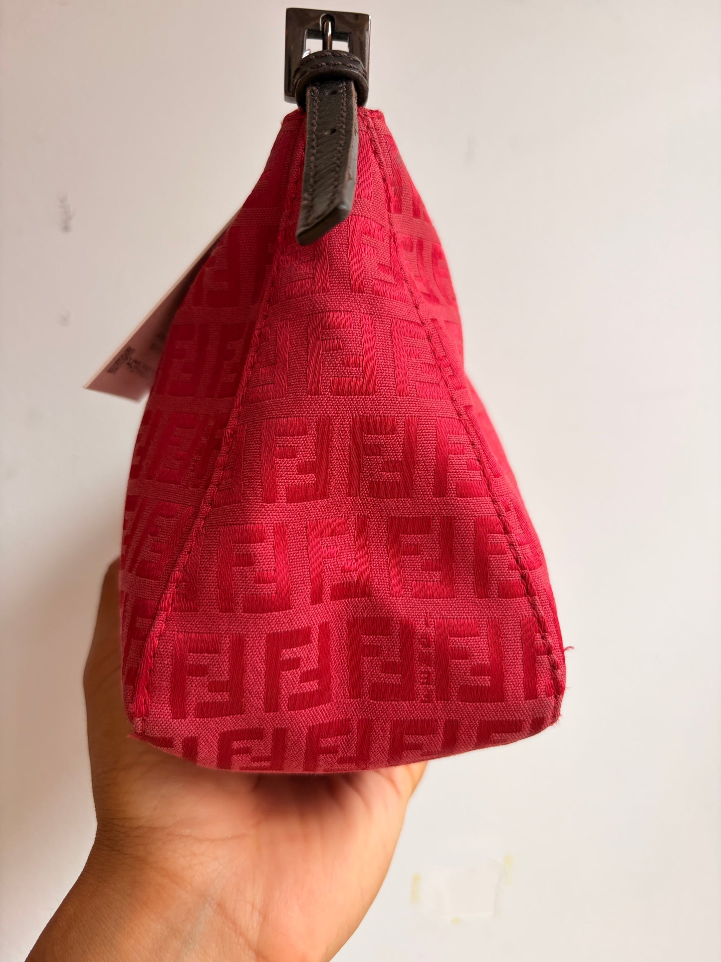 Fendi Red Zucchino Shoulder Bag with Black