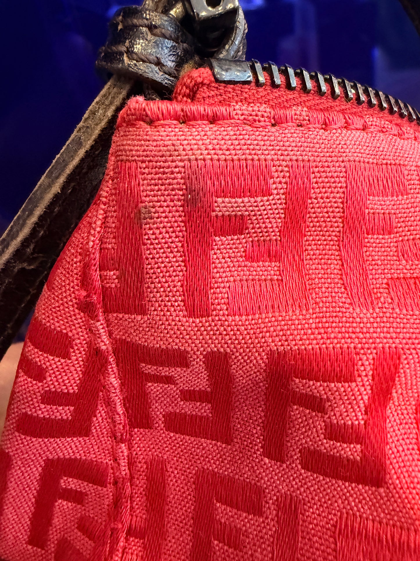 Fendi Red Zucchino Shoulder Bag with Black