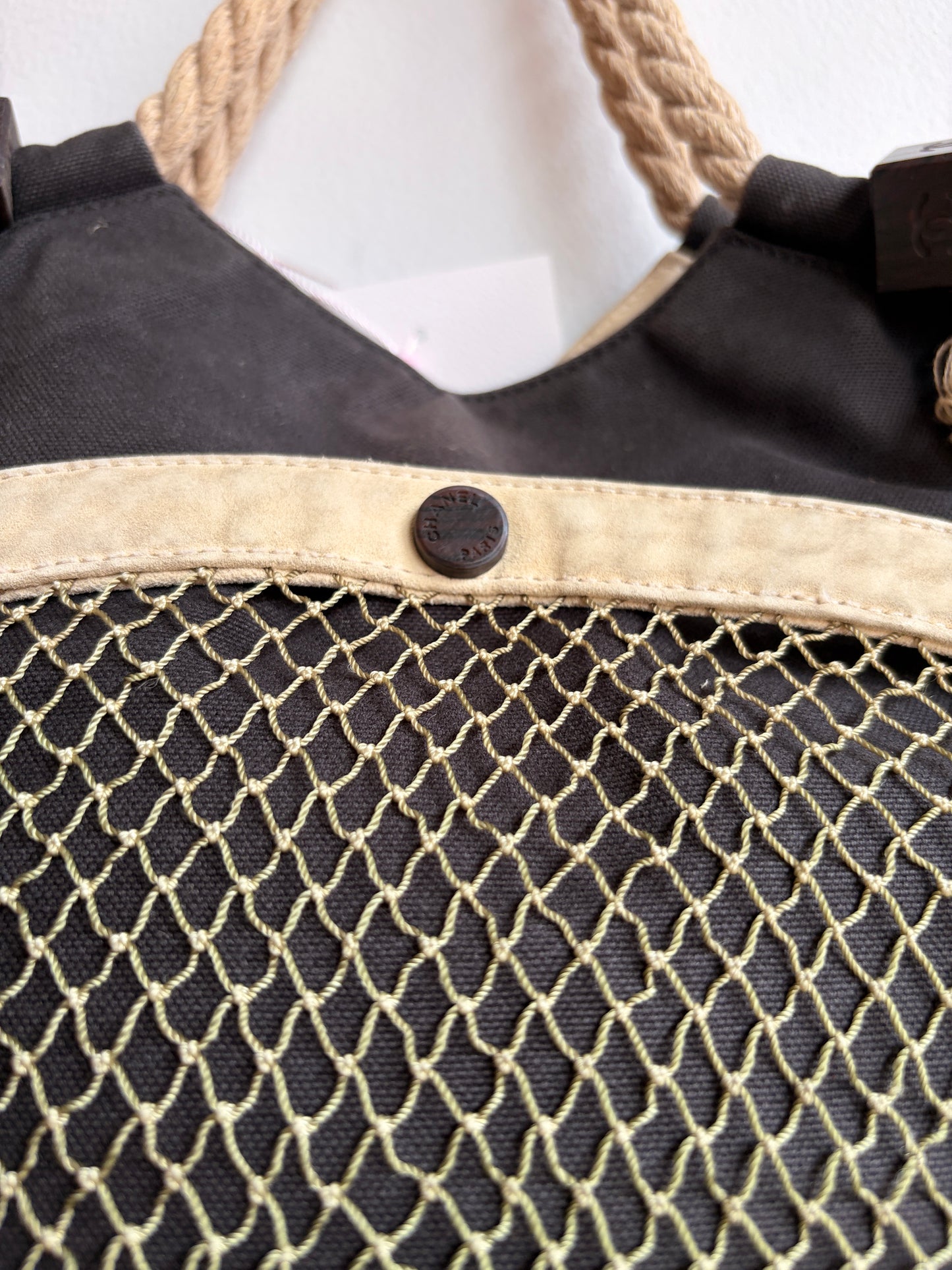 Chanel Camellia Beach Tote in Black Canvas