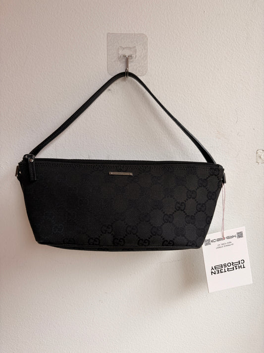 Gucci Black GG Monogram Boat Pochette