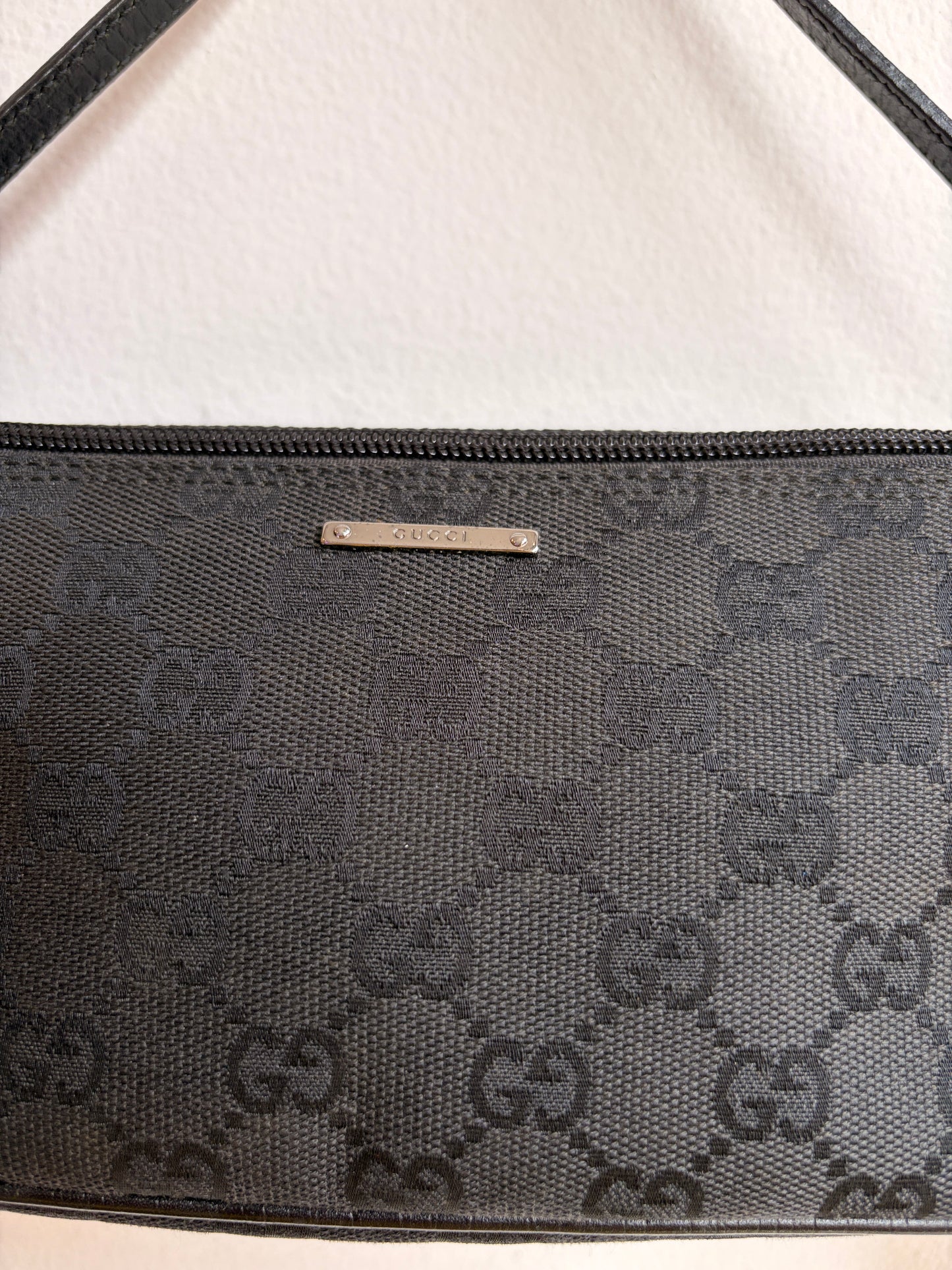 Gucci Black GG Monogram Boat Pochette