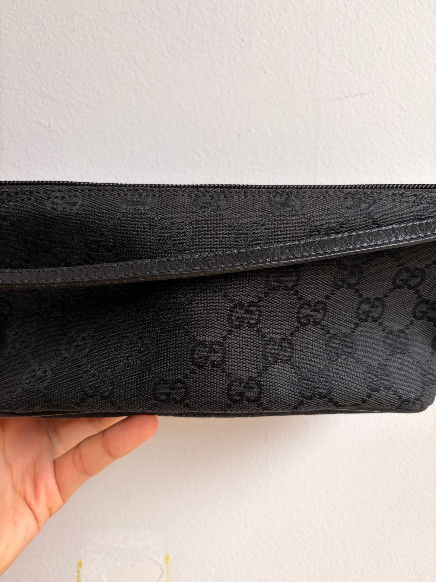 Gucci Black GG Monogram Boat Pochette