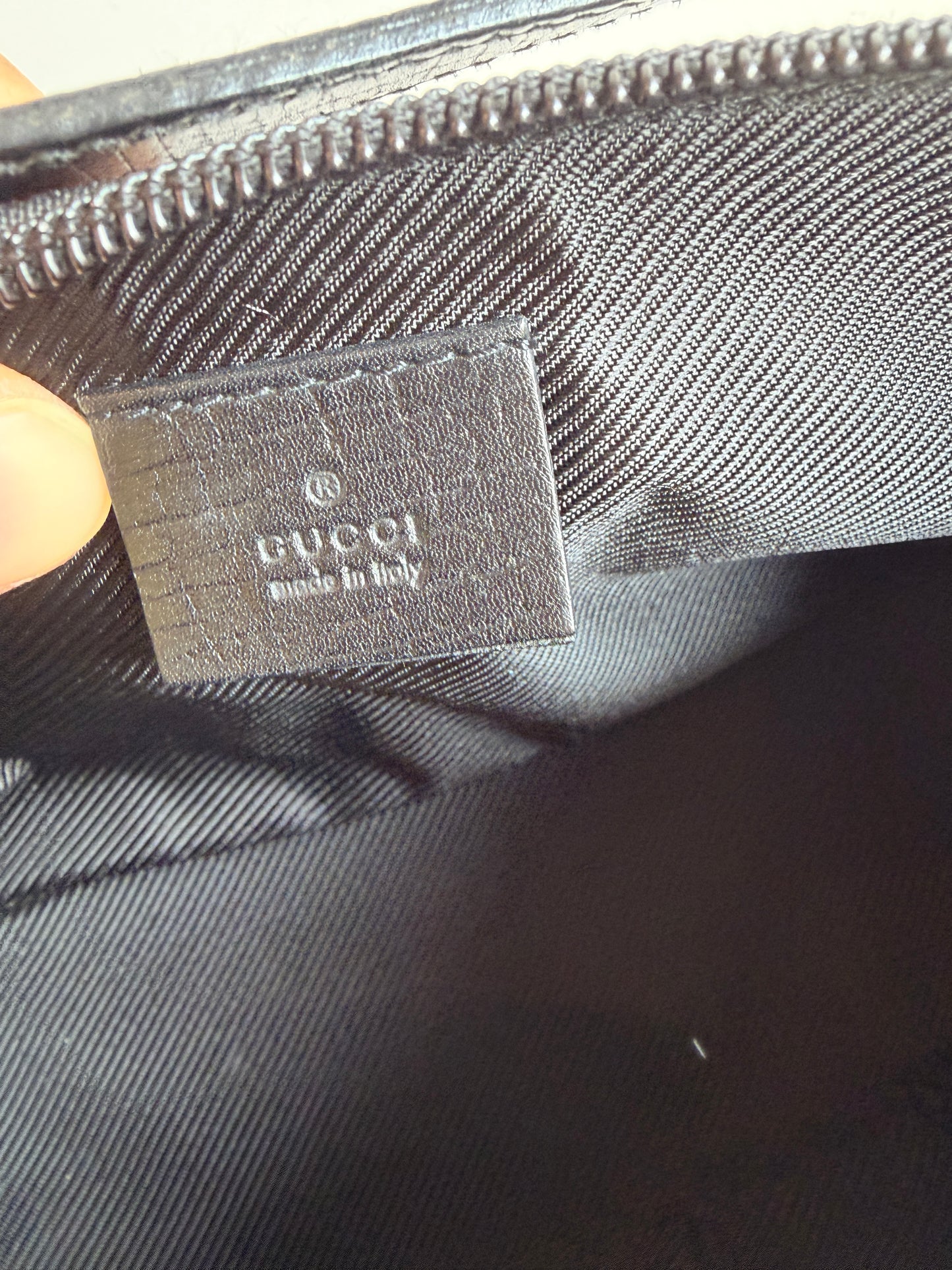 Gucci Black GG Monogram Boat Pochette