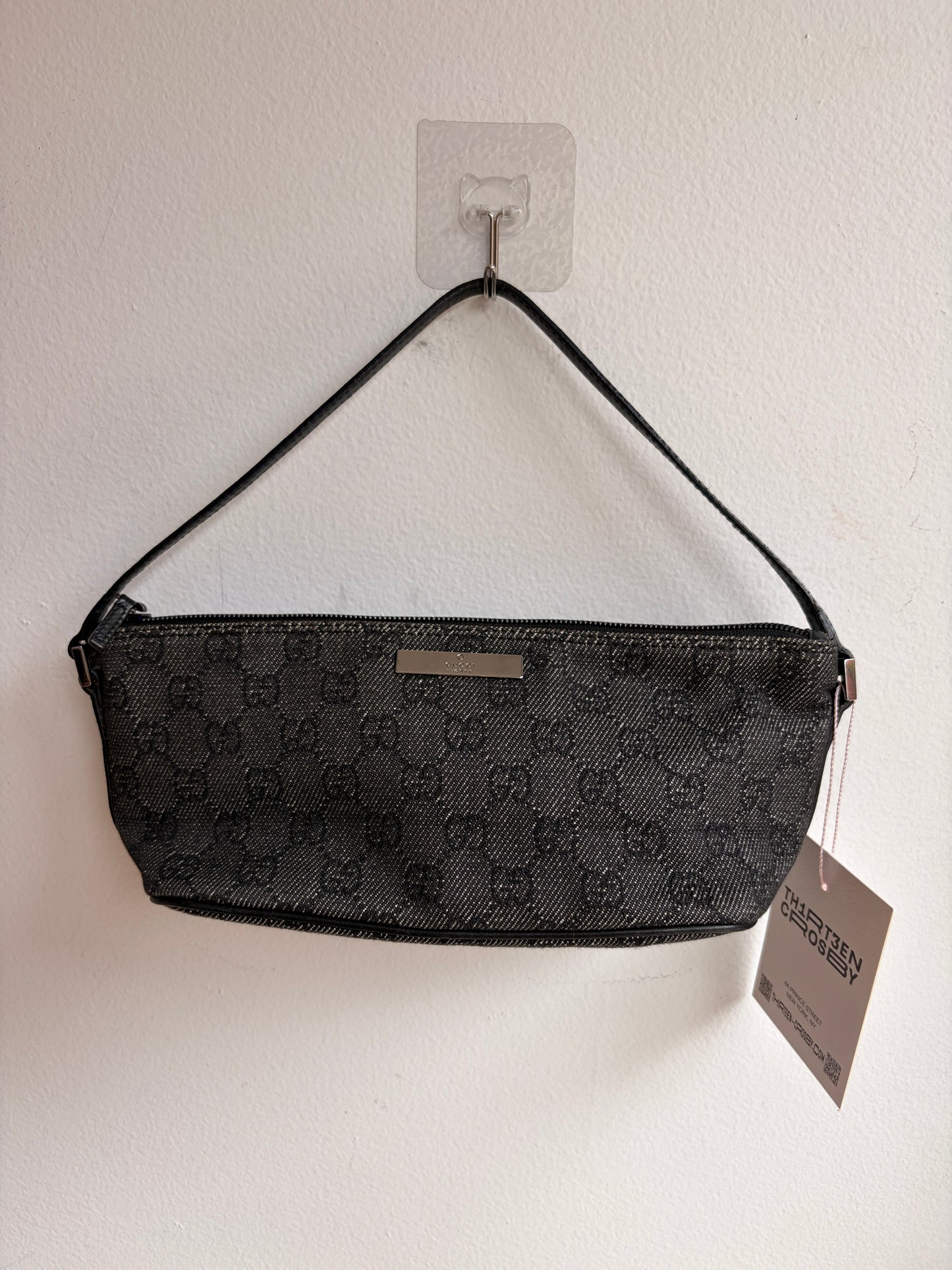 Gucci Dark Gray GG Monogram Boat Pochette
