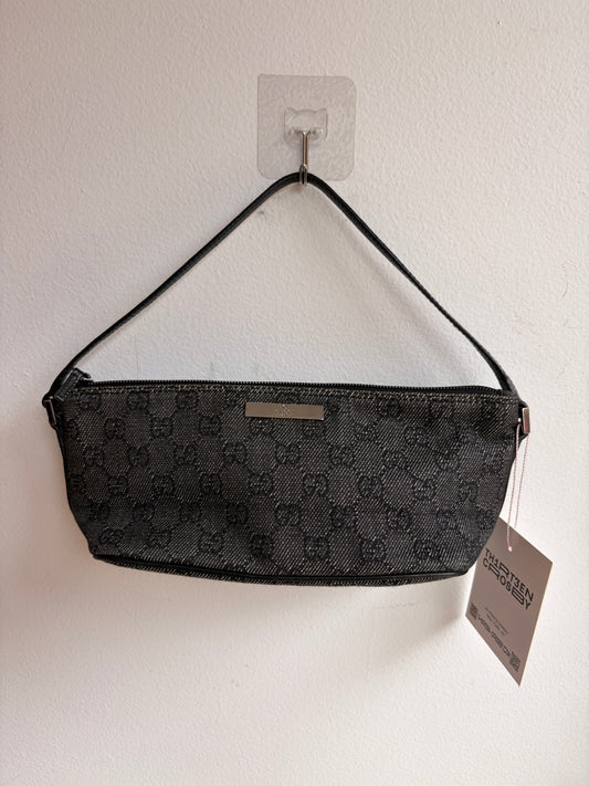 Gucci Dark Gray GG Monogram Boat Pochette