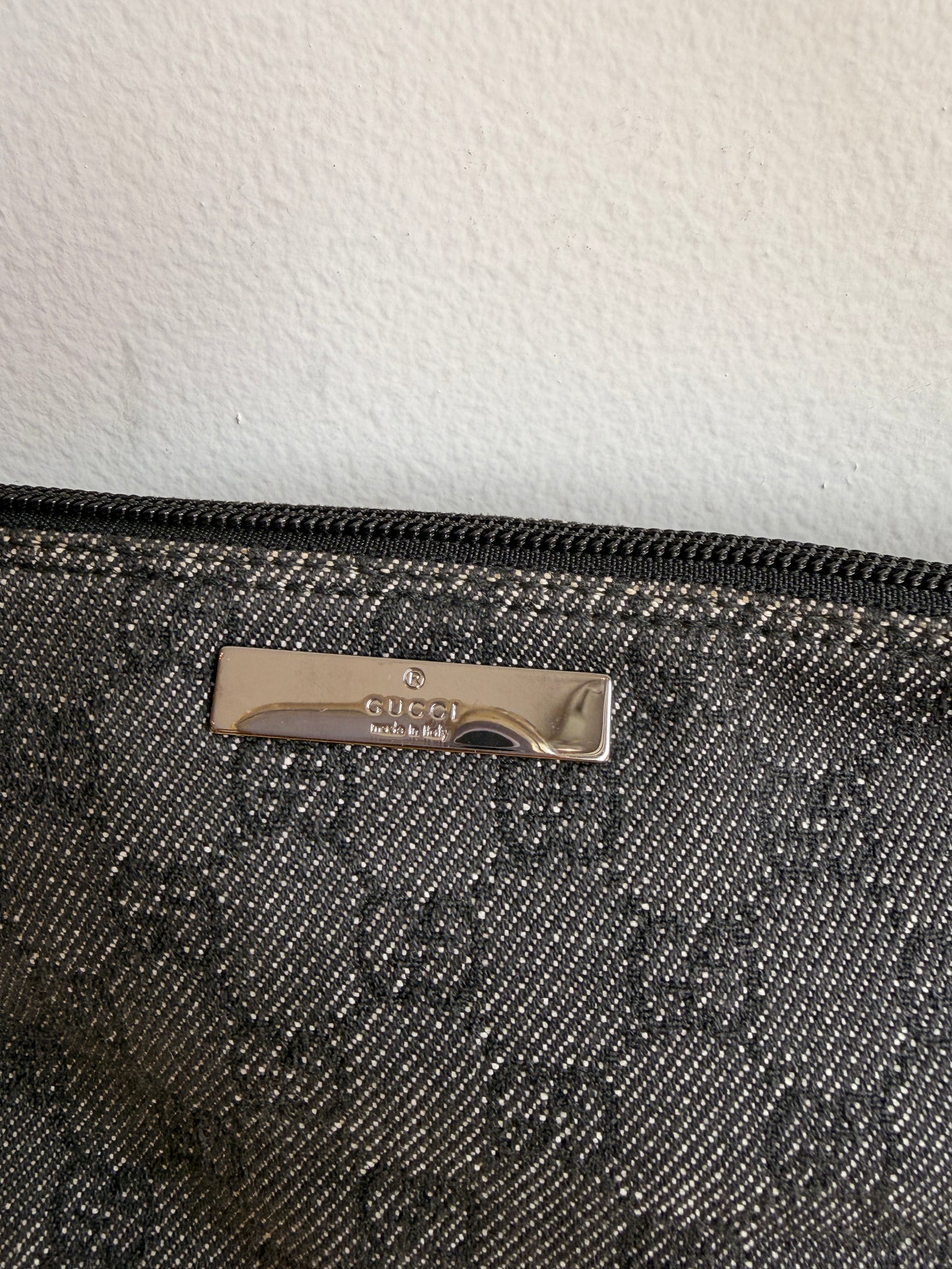 Gucci Dark Gray GG Monogram Boat Pochette