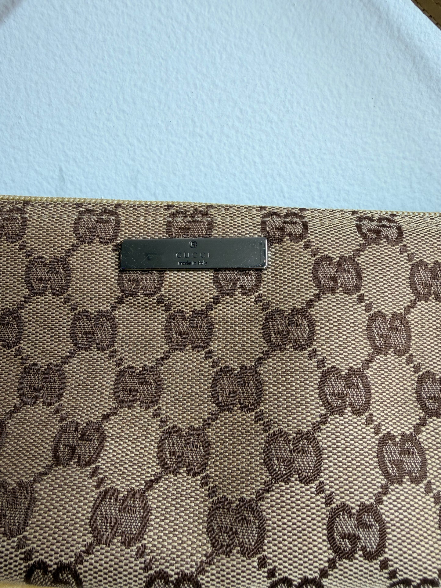 Gucci Beige GG Monogram Boat Pochette