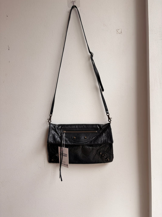 Balenciaga Black Moto Envelope Crossbody Clutch