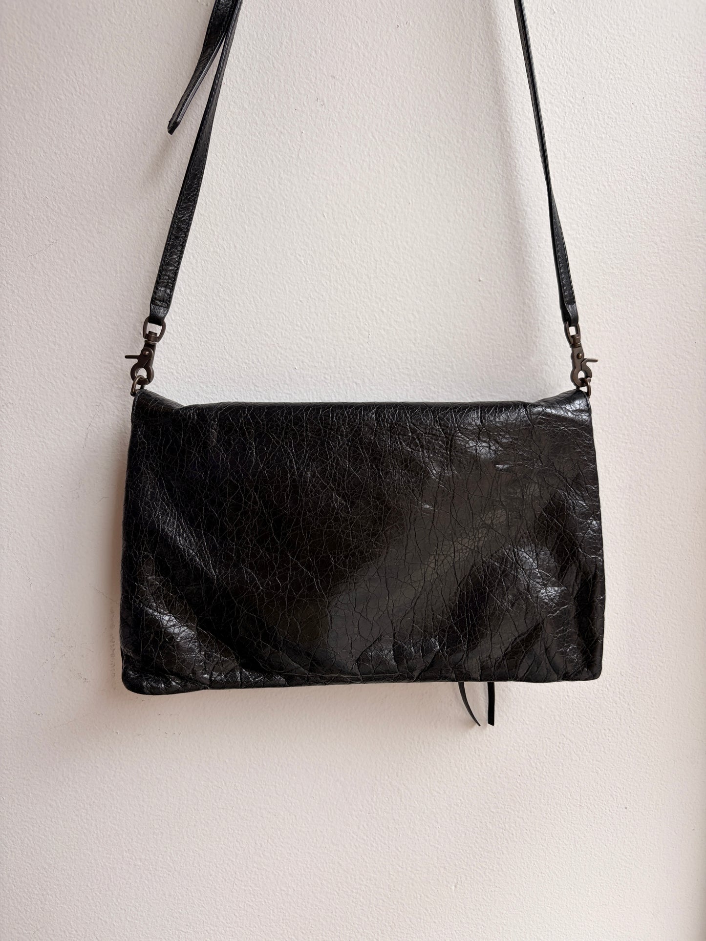 Balenciaga Black Moto Envelope Crossbody Clutch