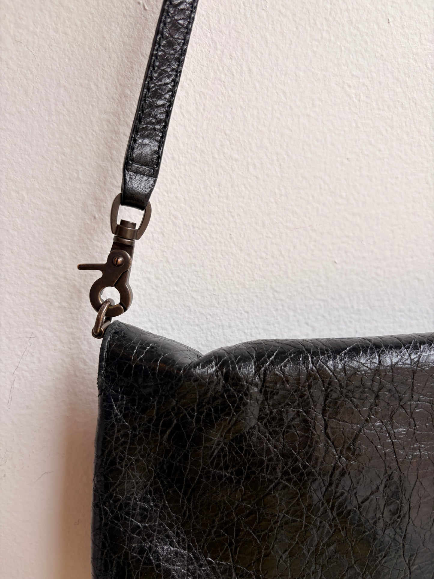 Balenciaga Black Moto Envelope Crossbody Clutch
