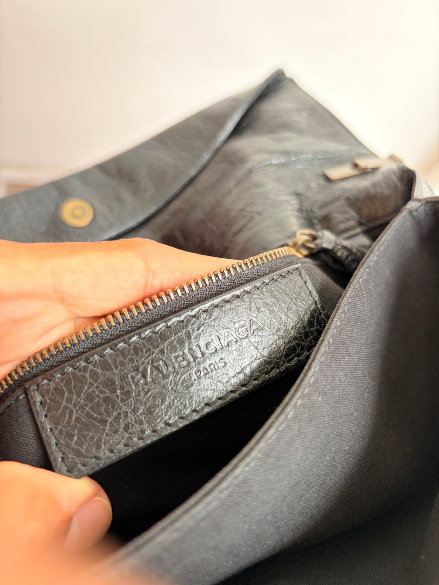 Balenciaga Black Moto Envelope Crossbody Clutch