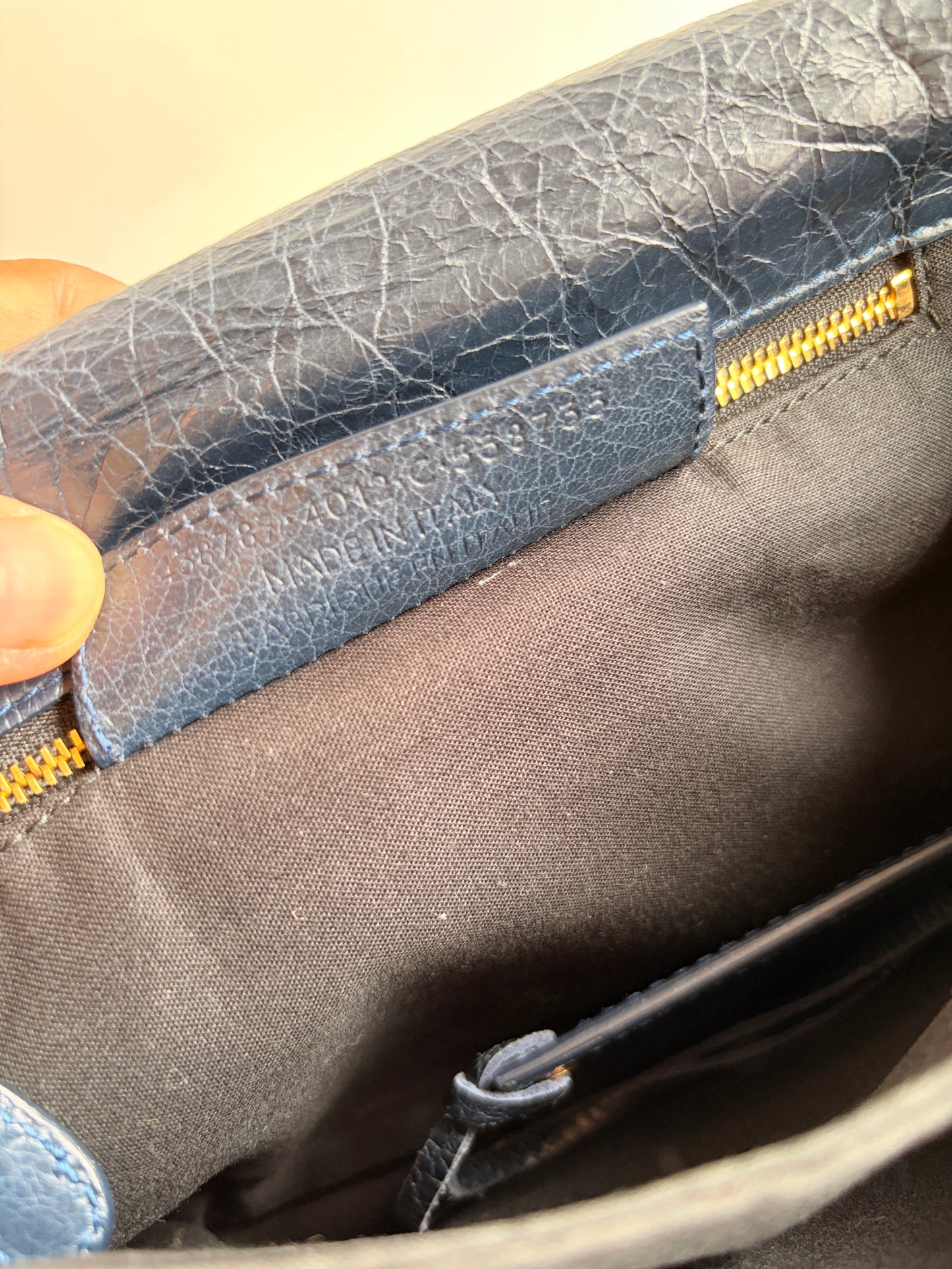 Balenciaga Navy Moto Envelope Crossbody Clutch