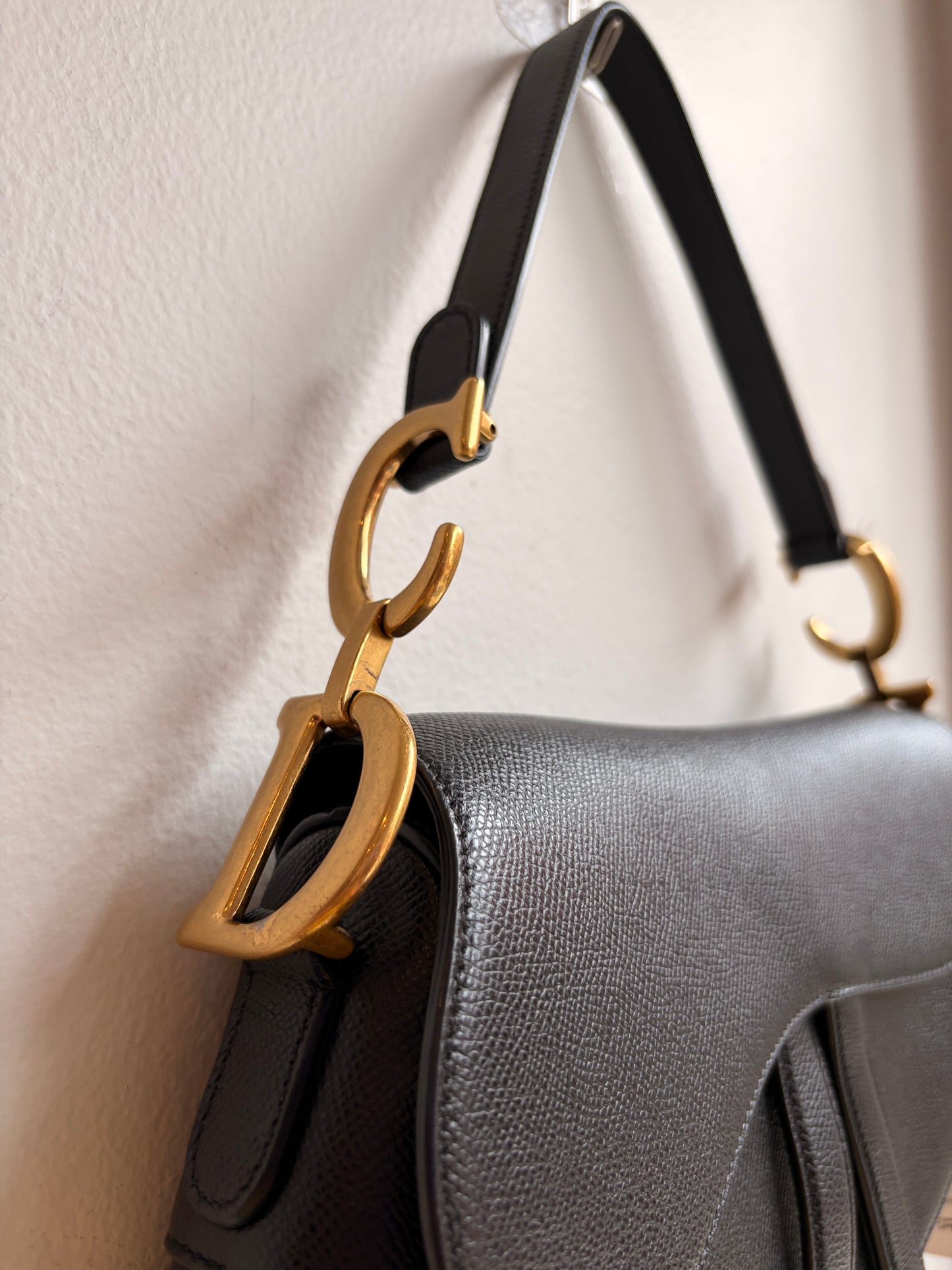 Christian Dior Saddle Bag in Black with Gold Hardware