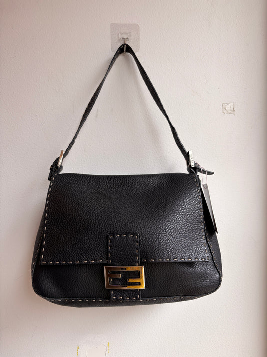 Fendi Selleria Mamma Baguette in Black Leather